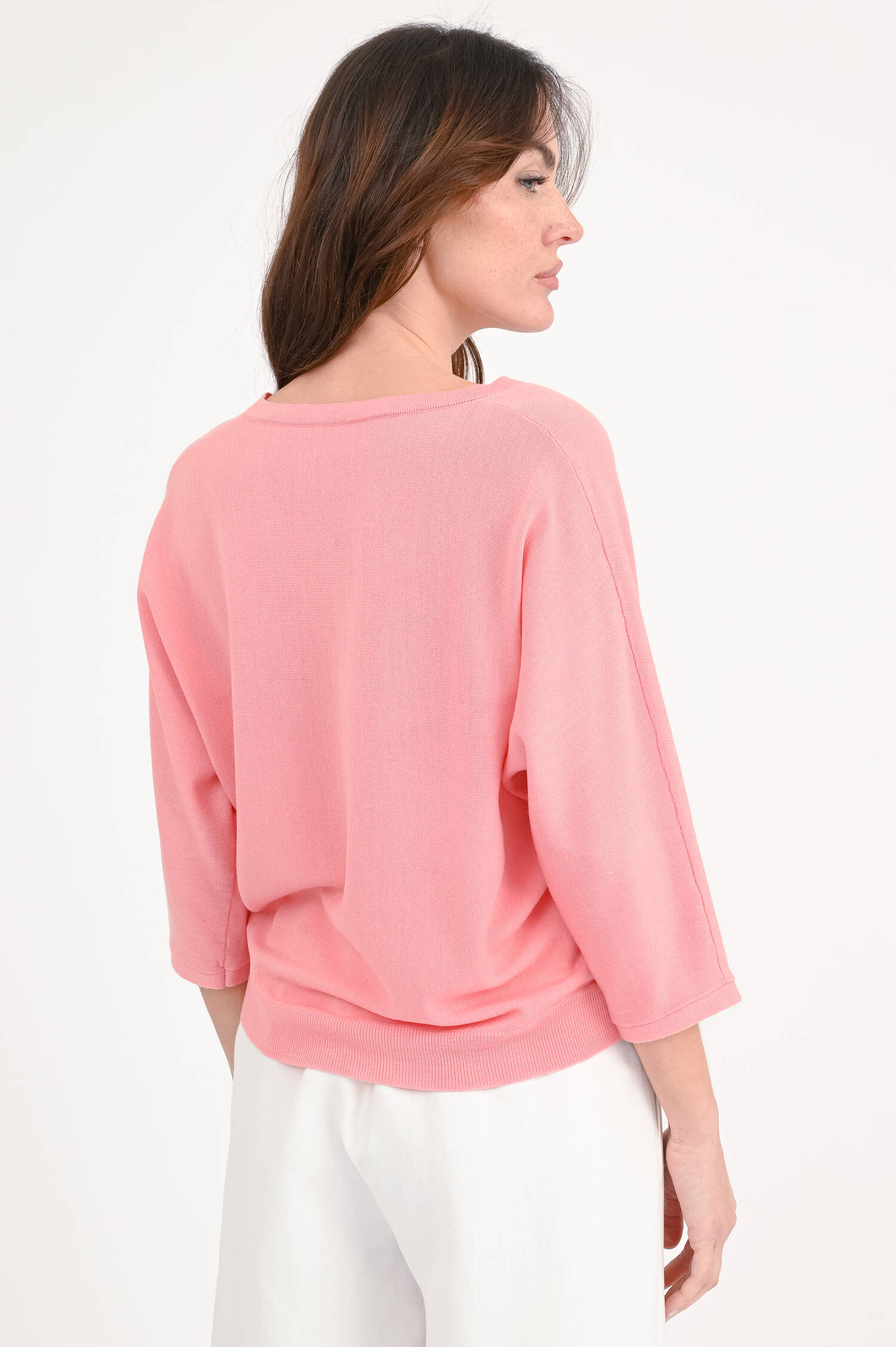 Pullover aus Wolle mit V-Ausschnitt in Fresh Peach