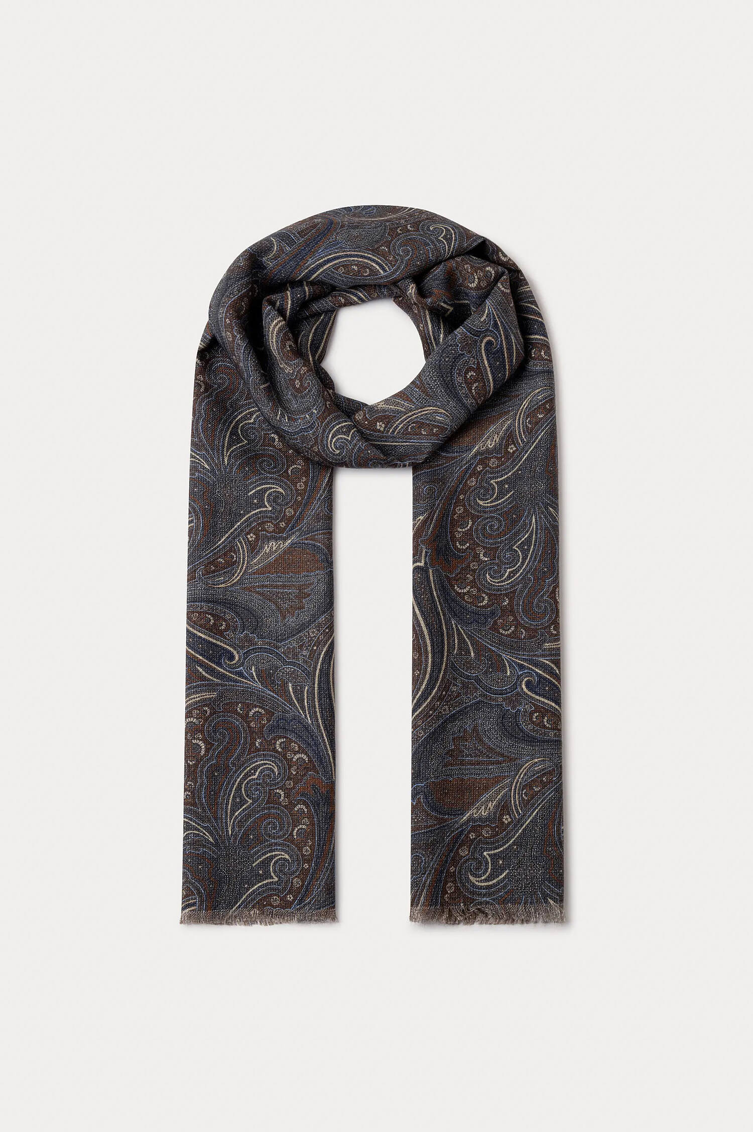 Schal mit Paisley-Print in Braun