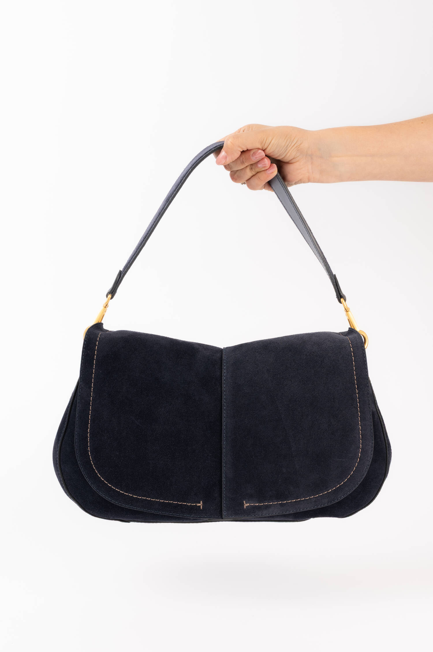 Veloursleder Tasche HELENA in Navy