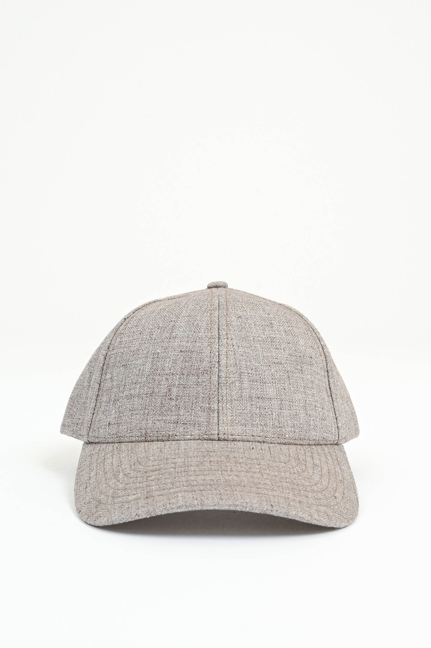 Basecap aus Leinen in Braun meliert