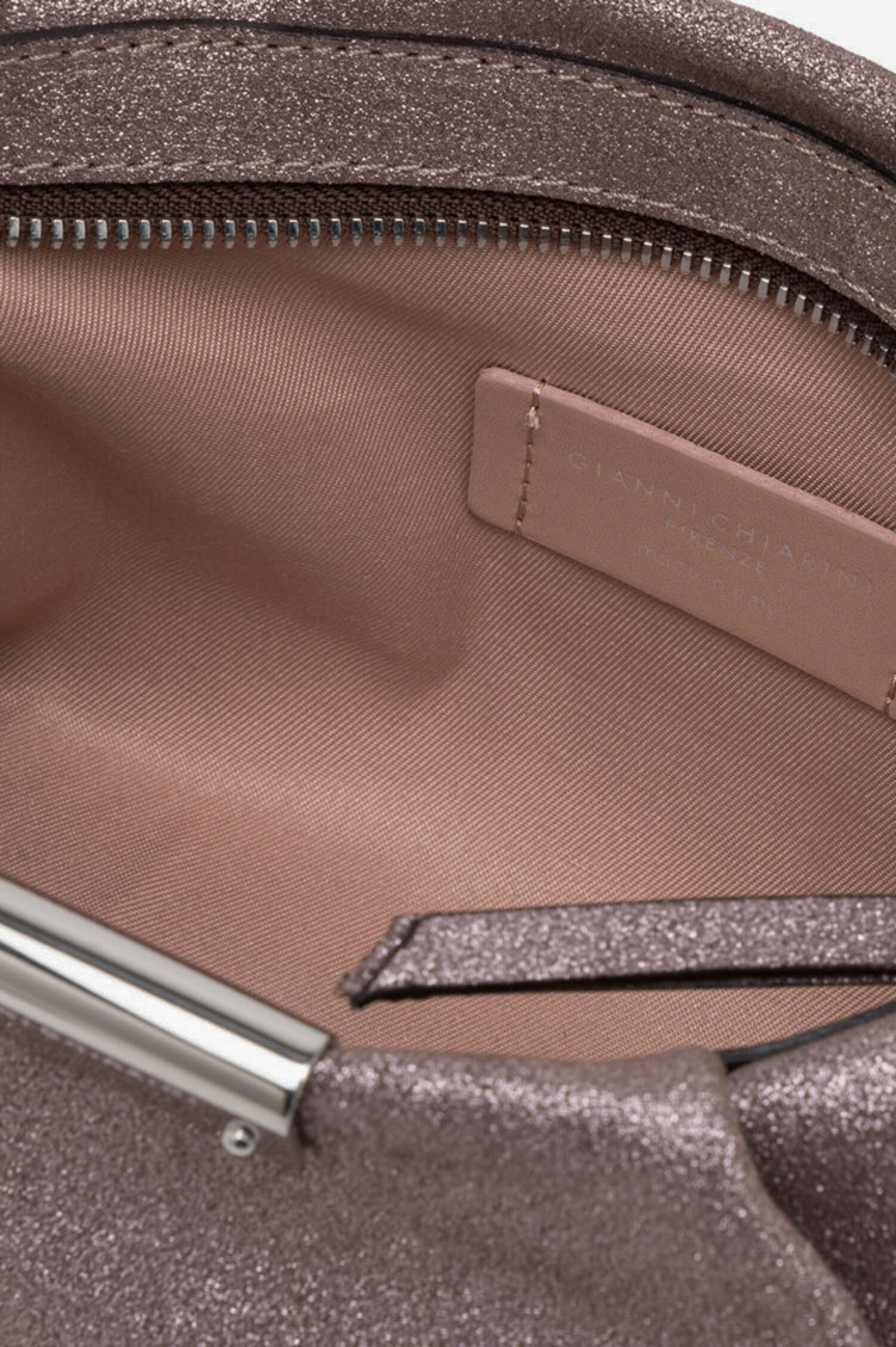 Glitzernde Wildledertasche PERLA in Mauve