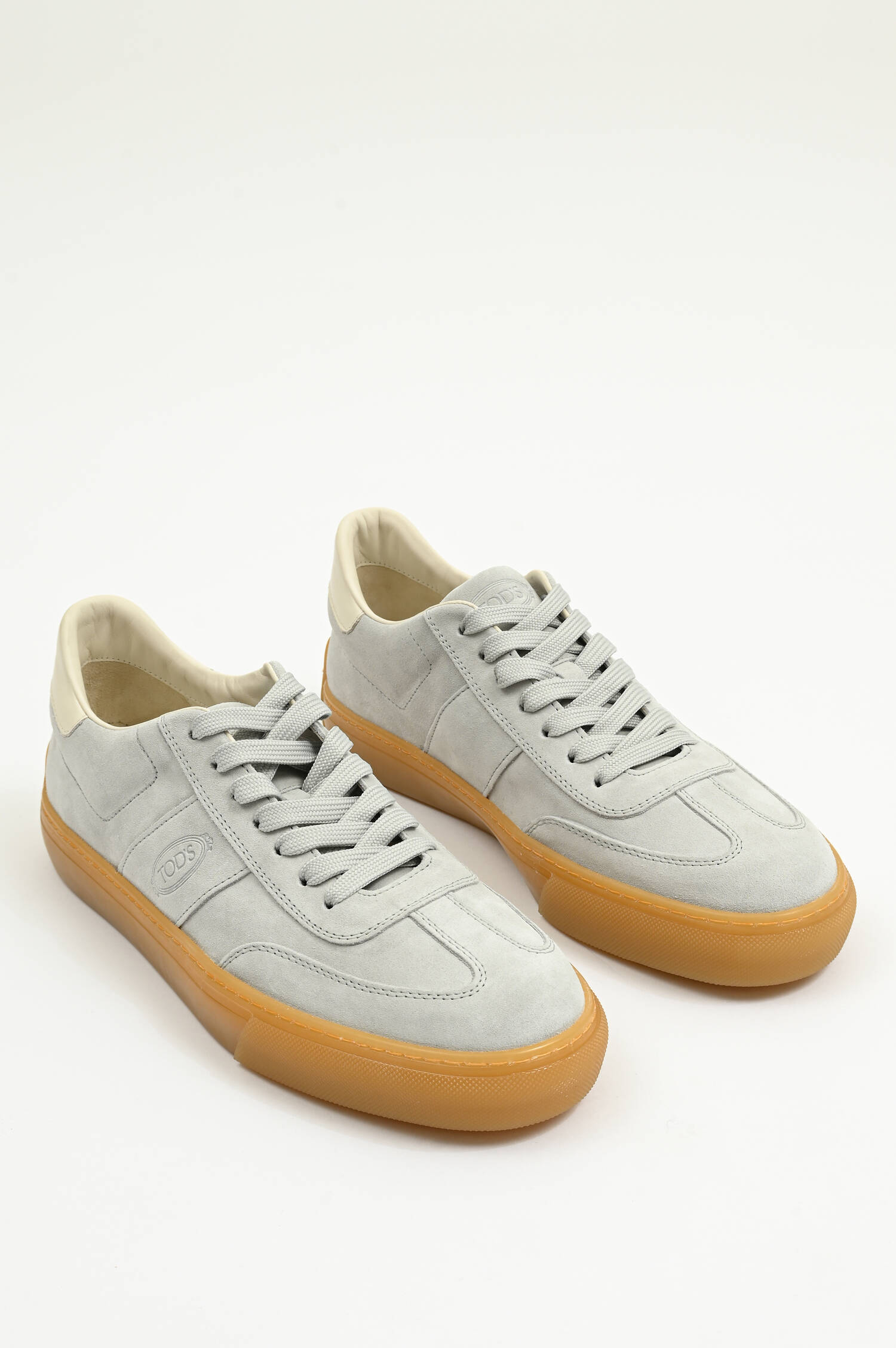 Sneaker aus Veloursleder in Blaugrau