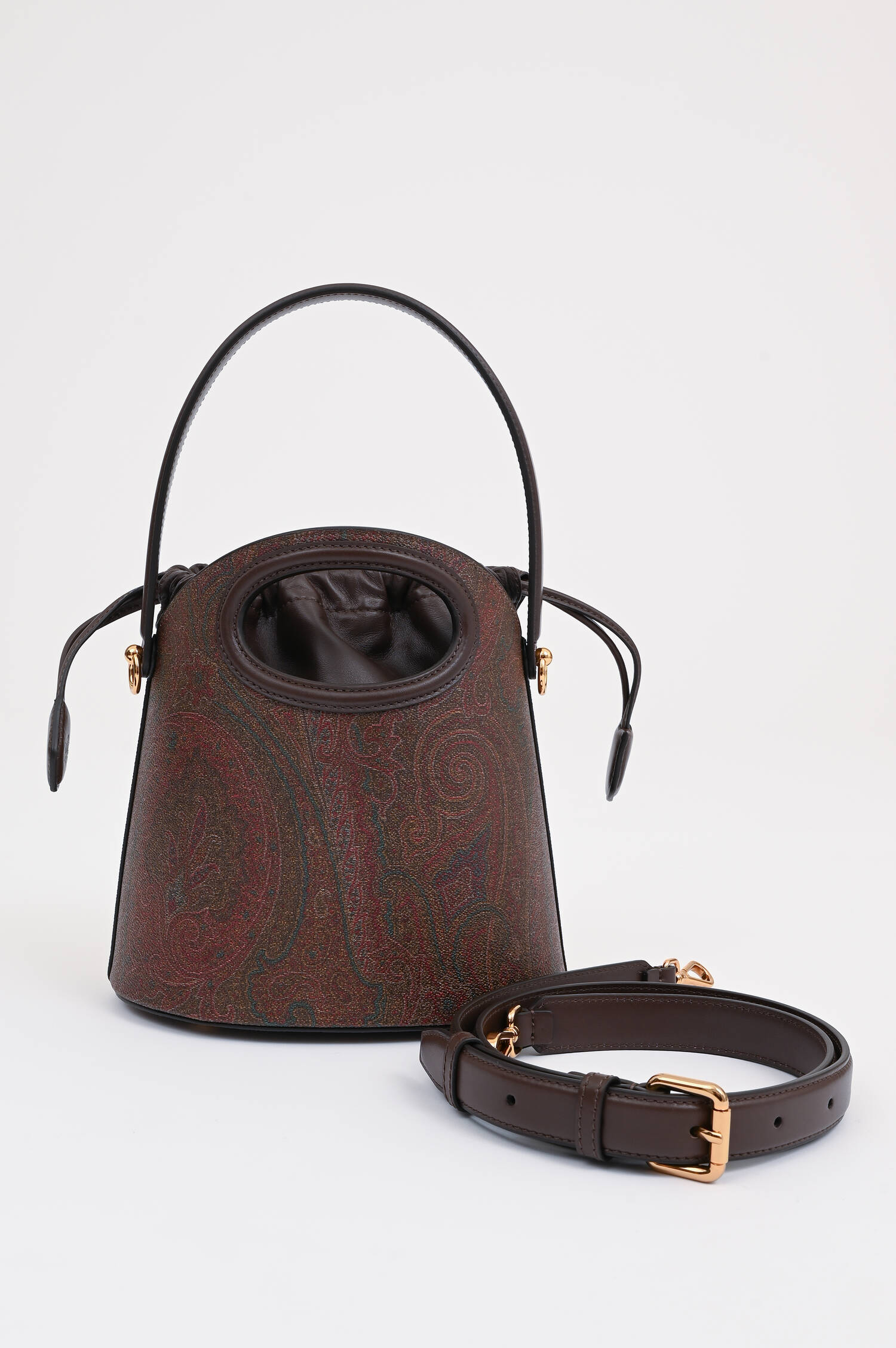 Bucket Bag mit Paisley Print in Braun