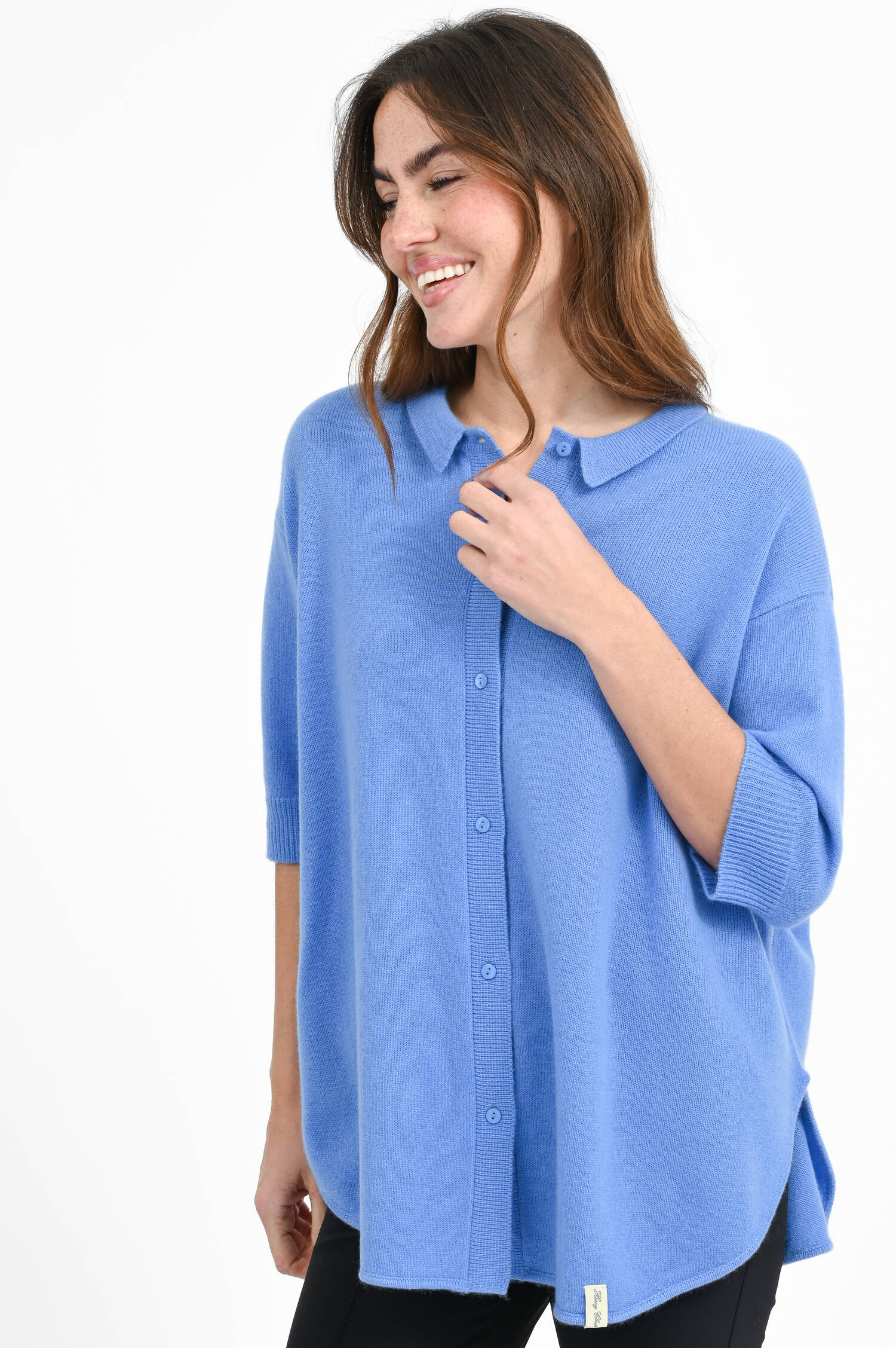 Oversized Cardigan aus Cashmere-Mix in Blue