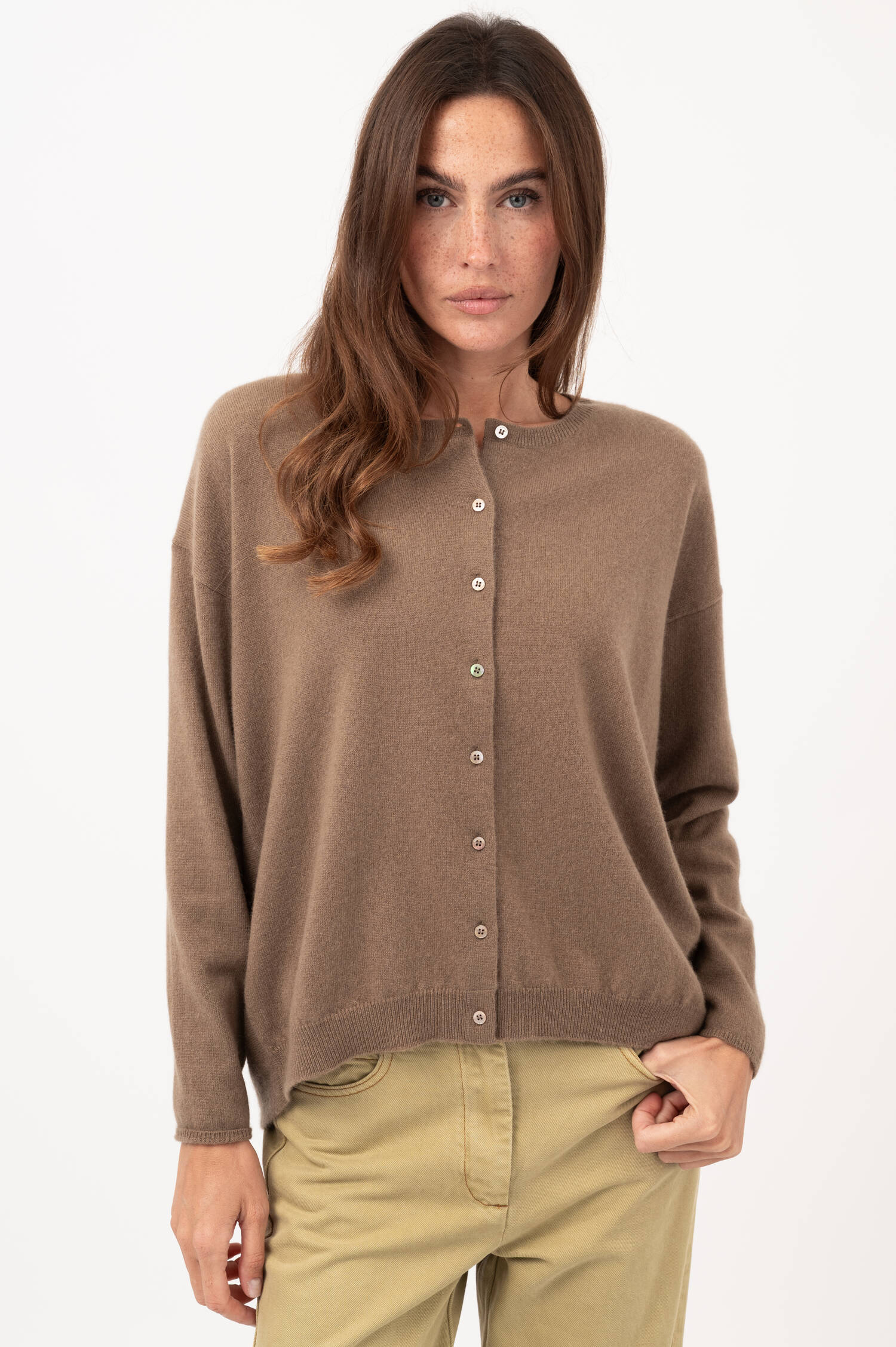 Cashmere-Cardigan in Braun