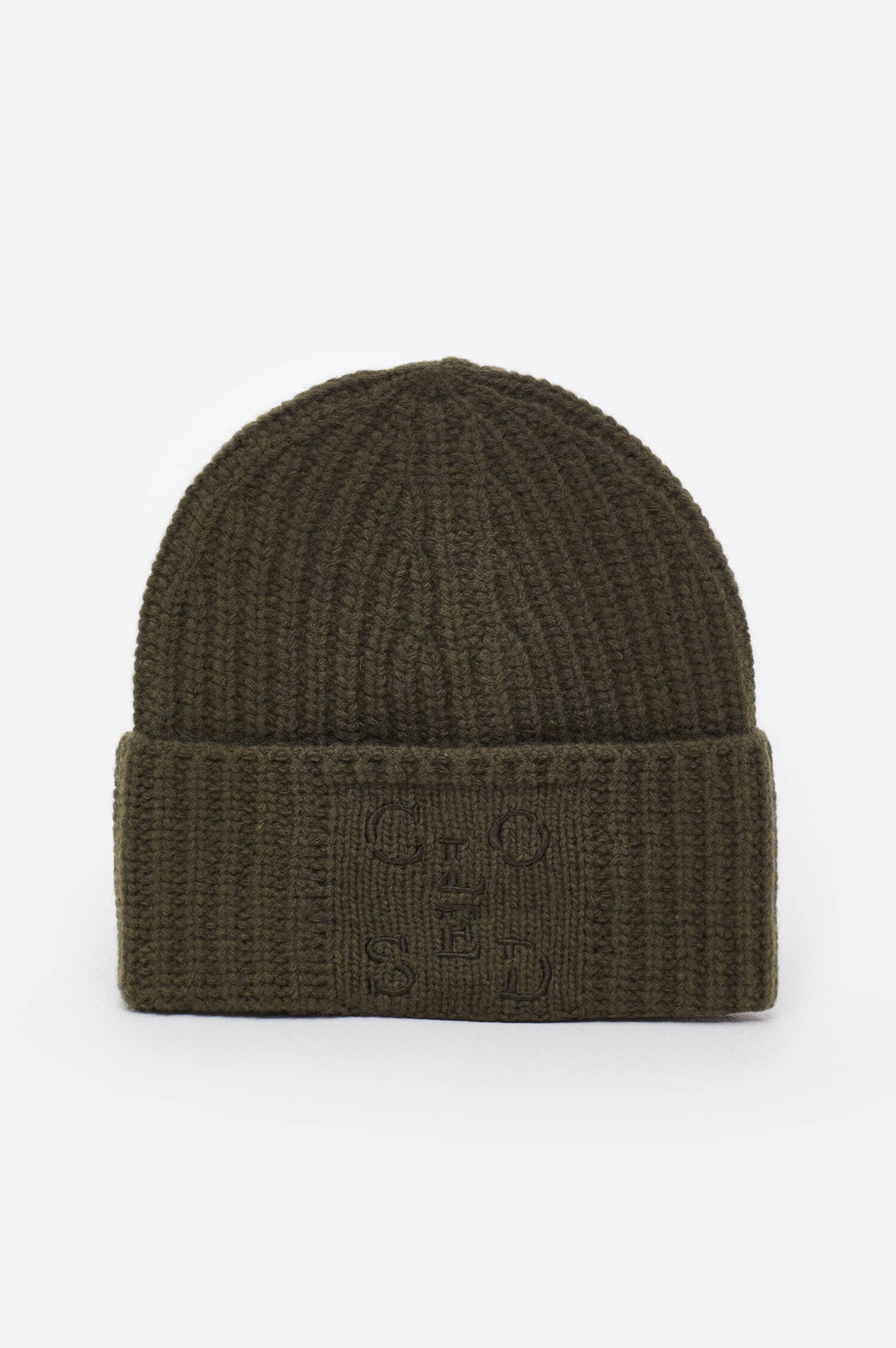 Rippstrickmütze aus Wolle in Oliv Rippstrickmütze aus Wolle in Oliv