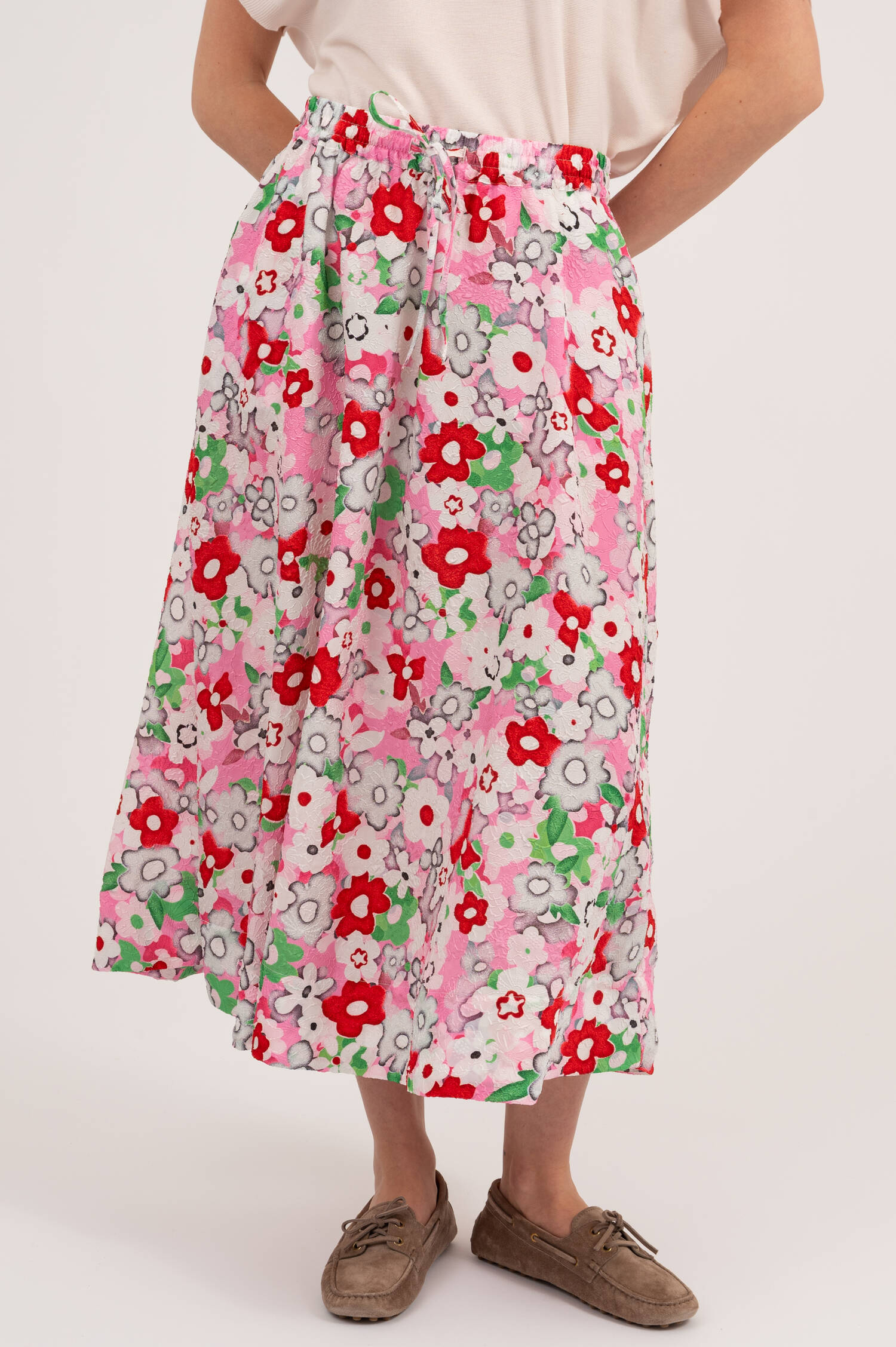 Midirock mit Blumenprint in Rosa Midirock mit Blumenprint in Rosa