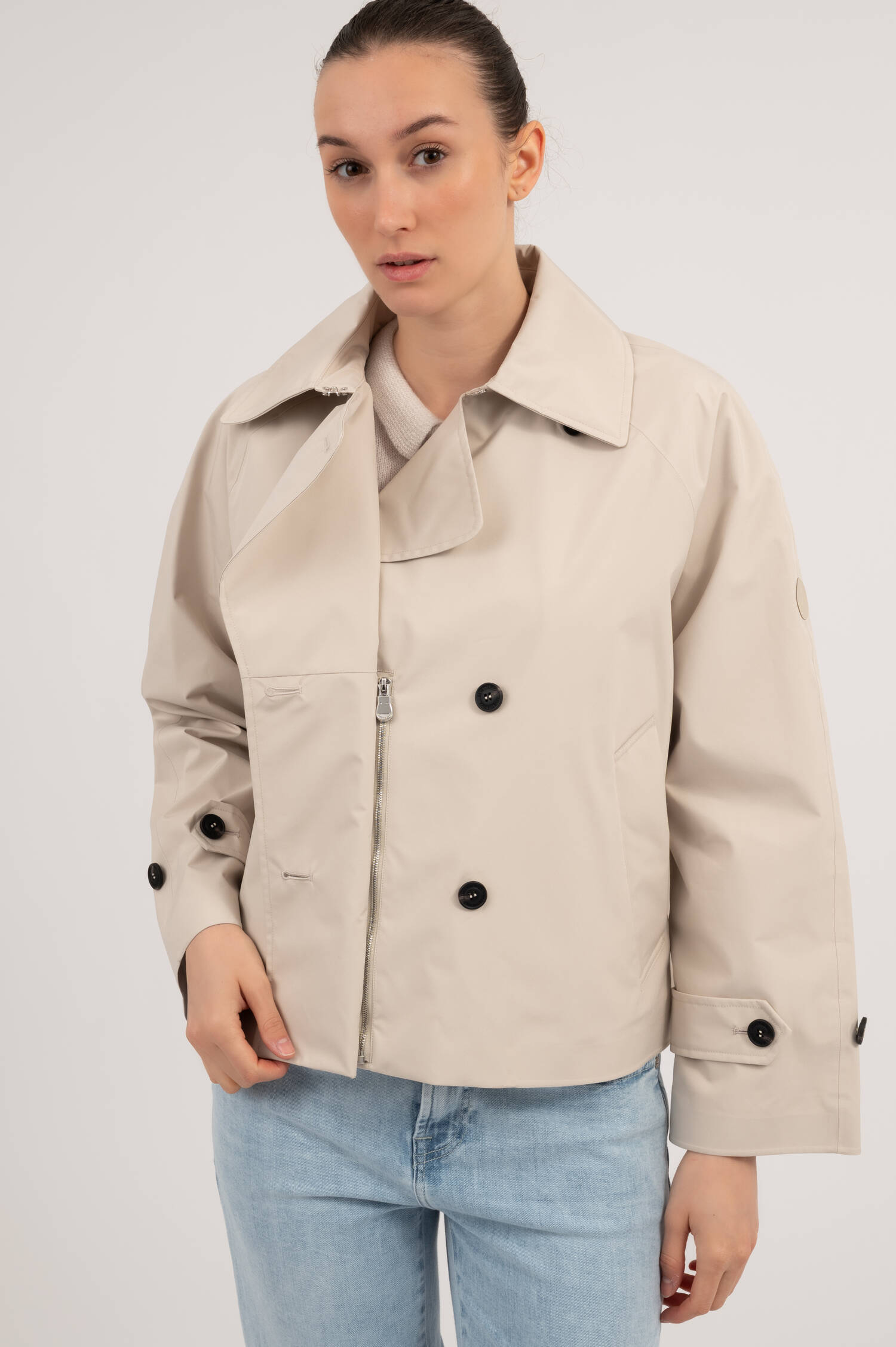 Kurze Trenchcoat-Jacke GARBO in Sand