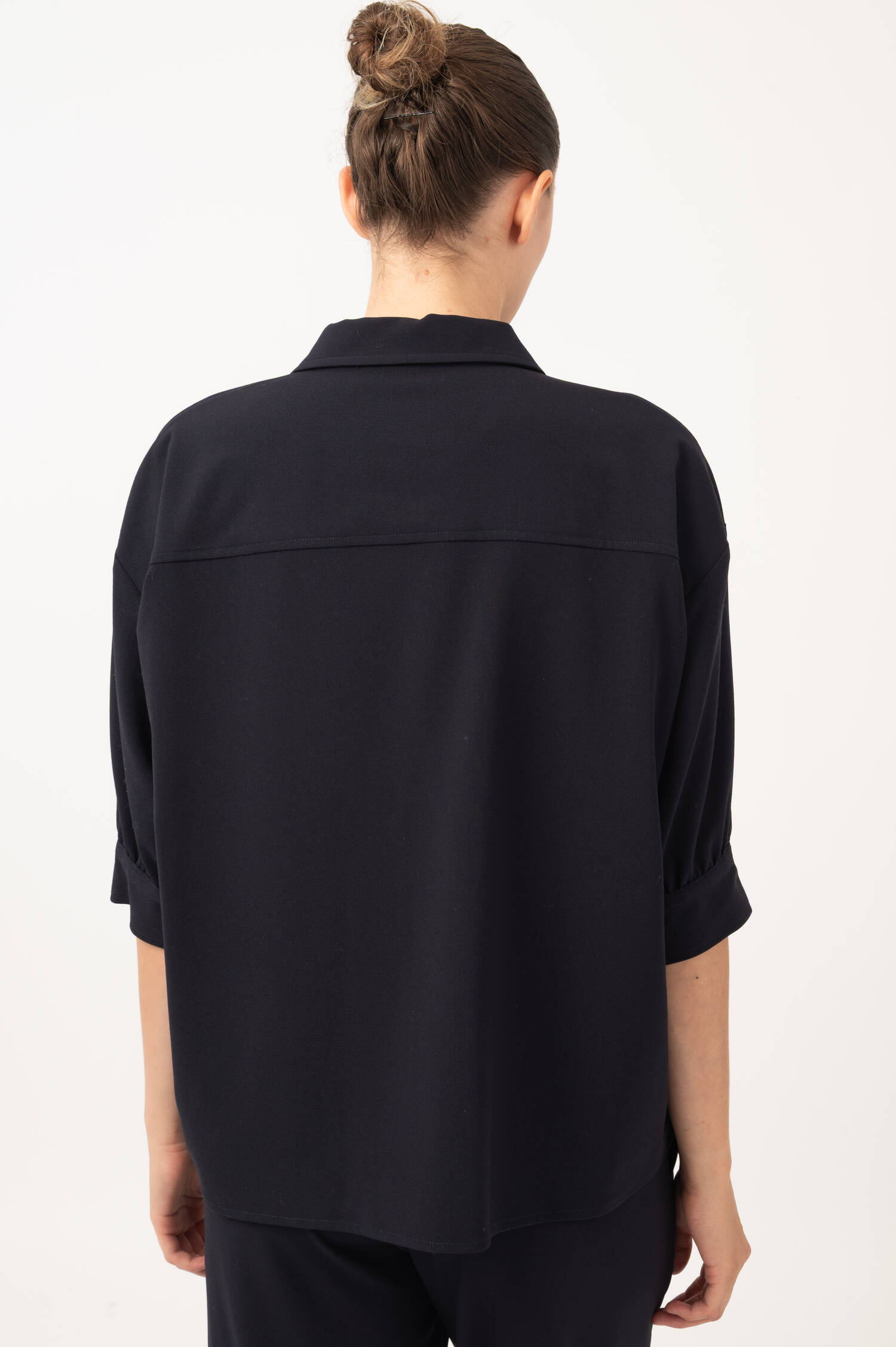Dreiviertelarm-Bluse in Navy