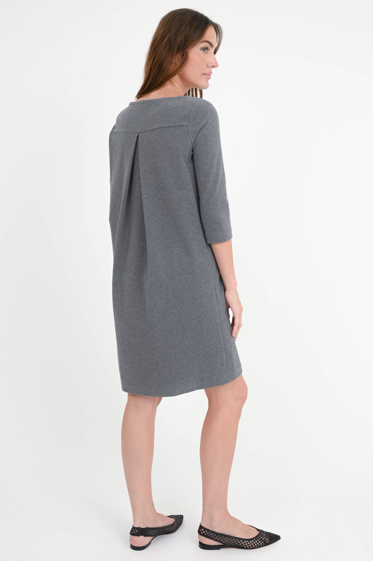 Jersey-Kleid mit 3/4 Arm in Grey Melange