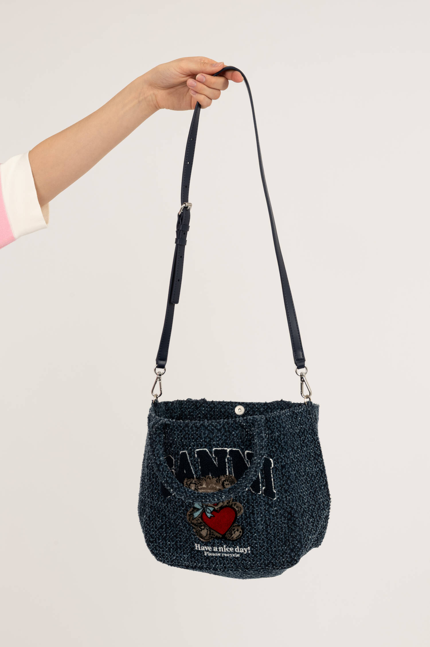 Kleine Tweed Tasche in Dunkelblau