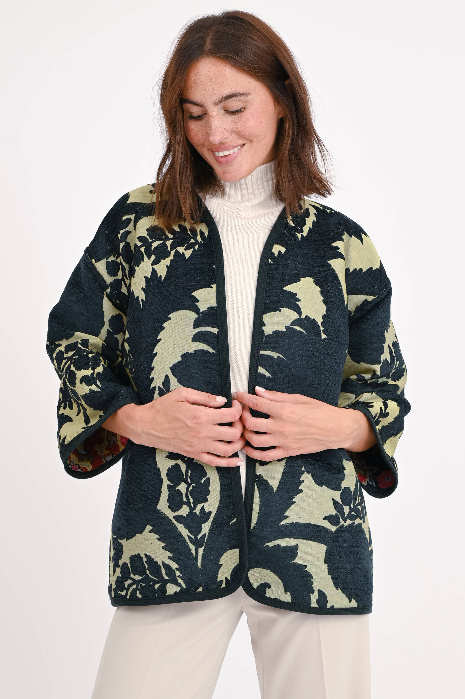 Gemusterte Jacke in Rot/Multicolor gemustert