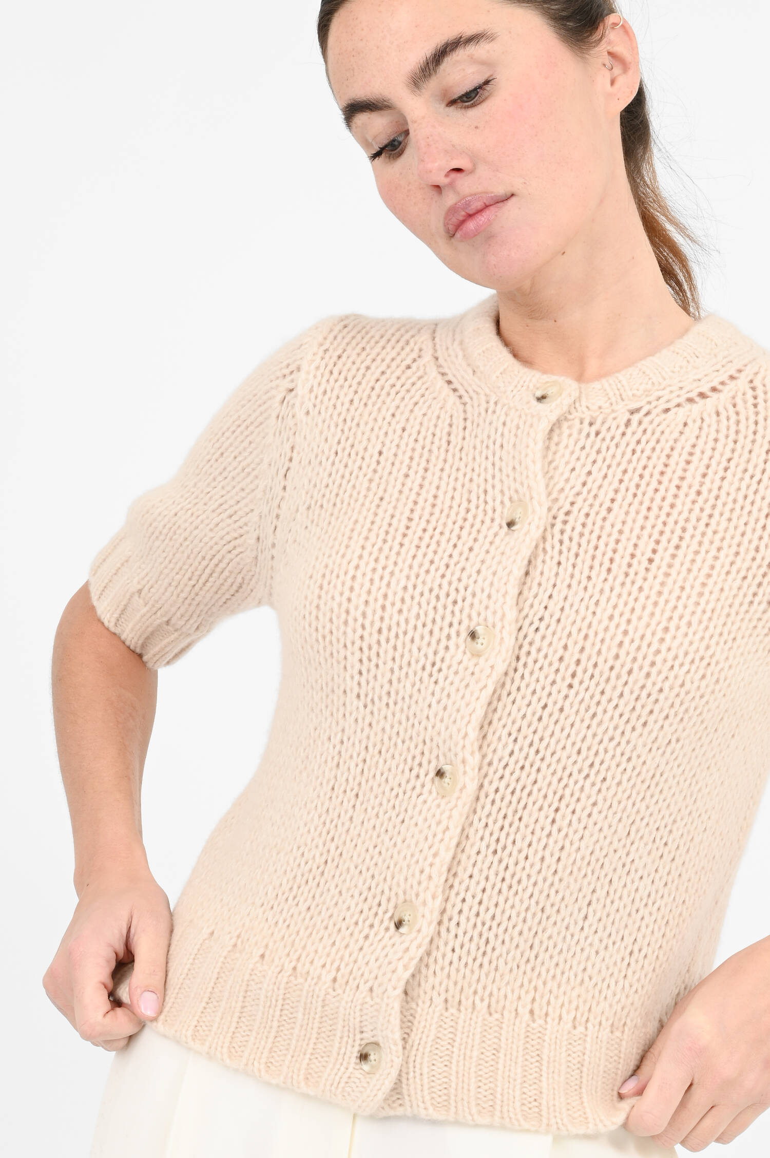 Cashmere-Mix-Strickweste in Beige