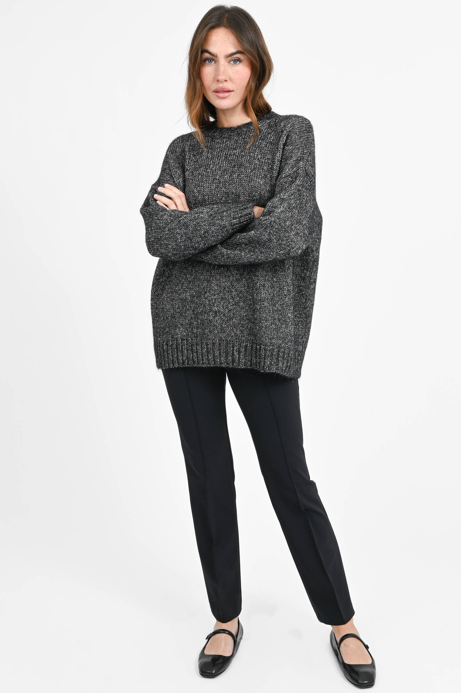 Strickpullover mit Lurexgarn in Black Strickpullover mit Lurexgarn in Black