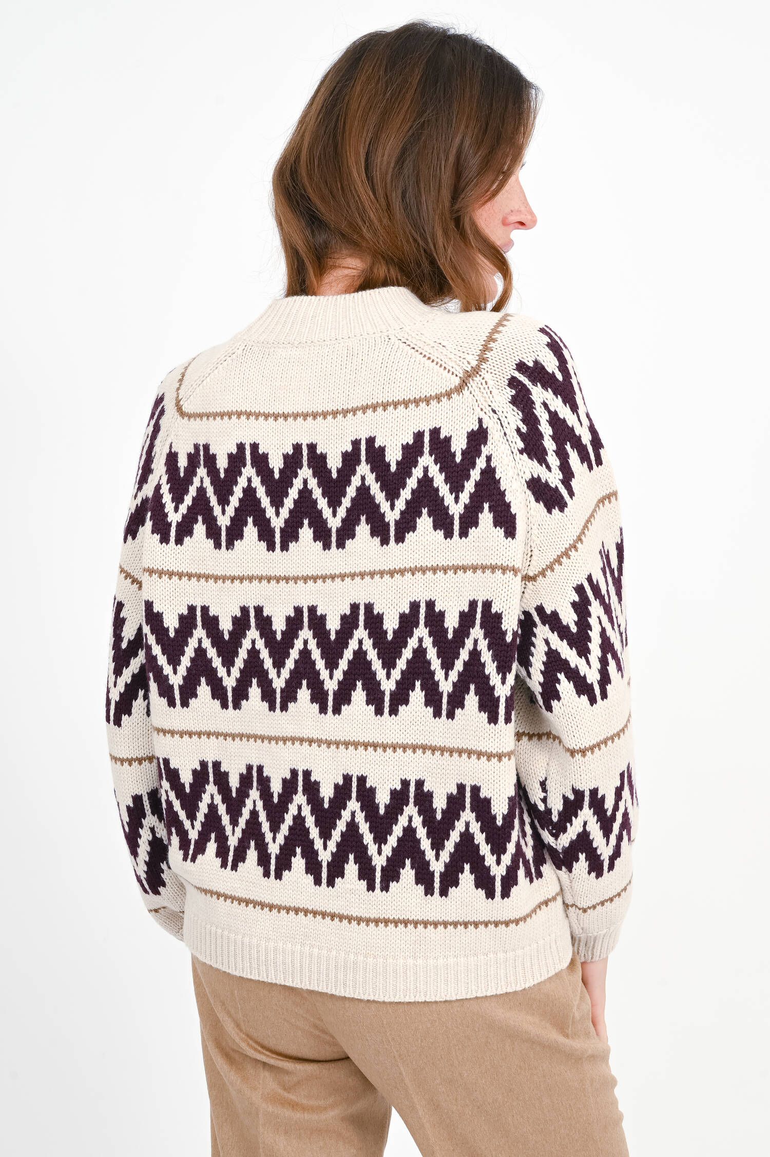 Wollpullover mit Allover-Design in Light Beige