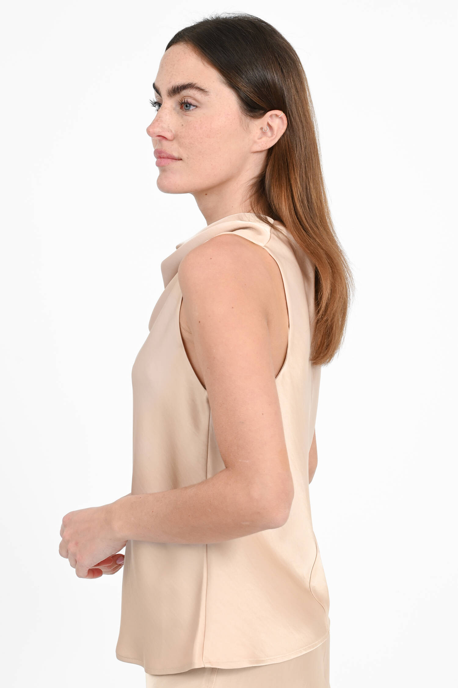 Satin-Top mit Wasserfallausschnitt in Rose Quartz