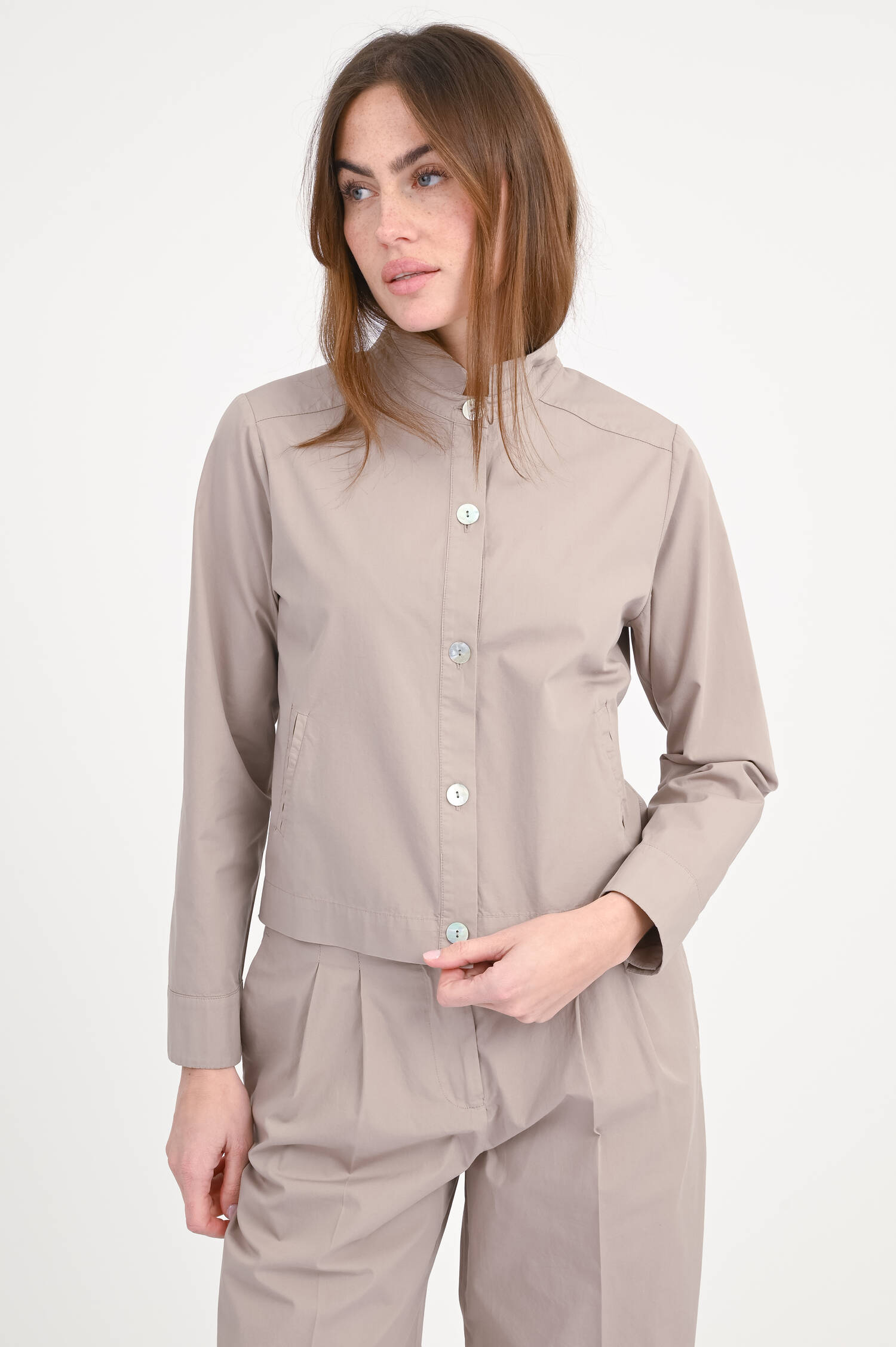 Jacke/Bluse aus Baumwolle in Taupe Jacke/Bluse aus Baumwolle in Taupe