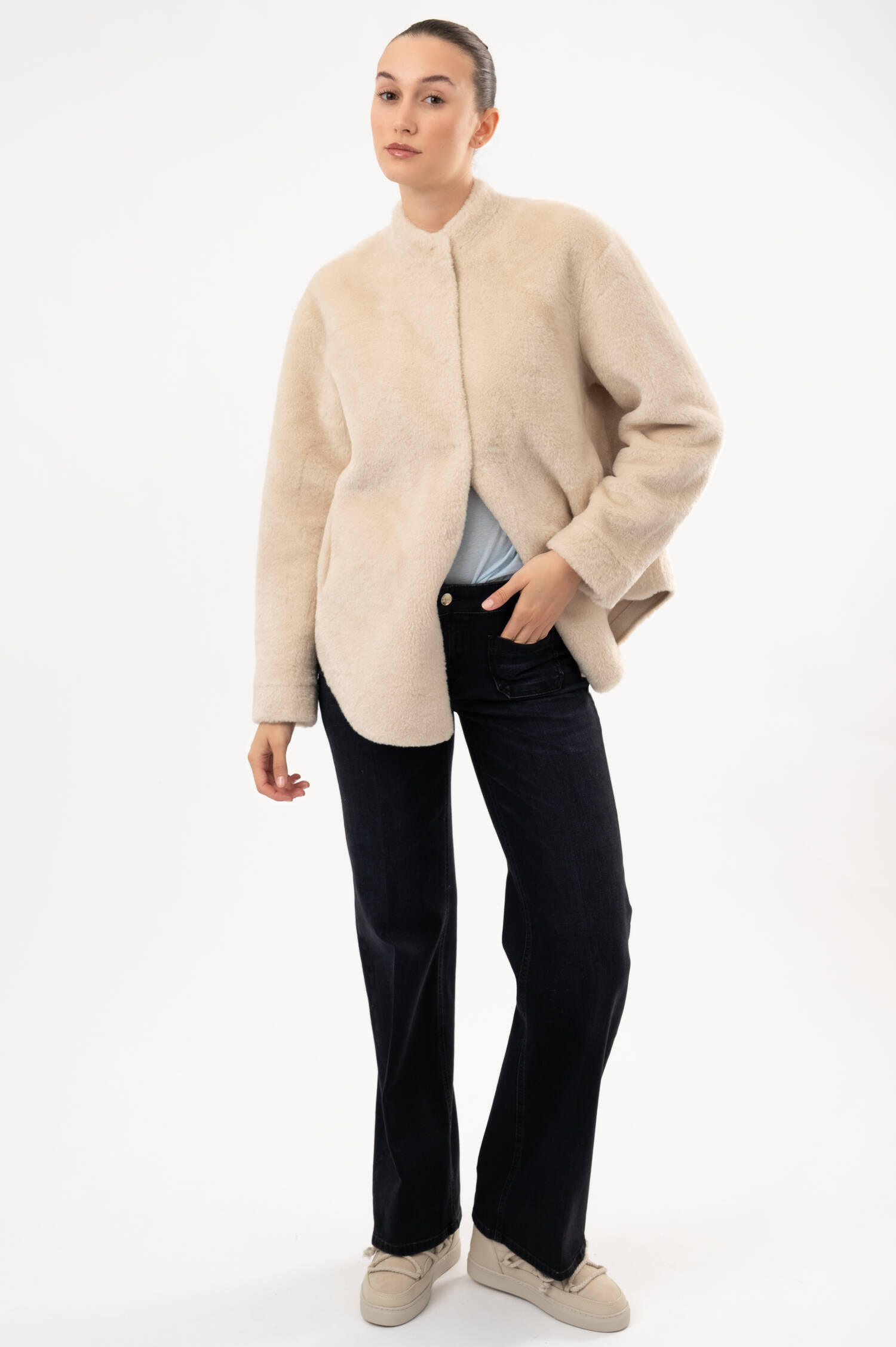 Faux-Fur-Shearling-Jacke ANJA in Beige Faux-Fur-Shearling-Jacke ANJA in Beige
