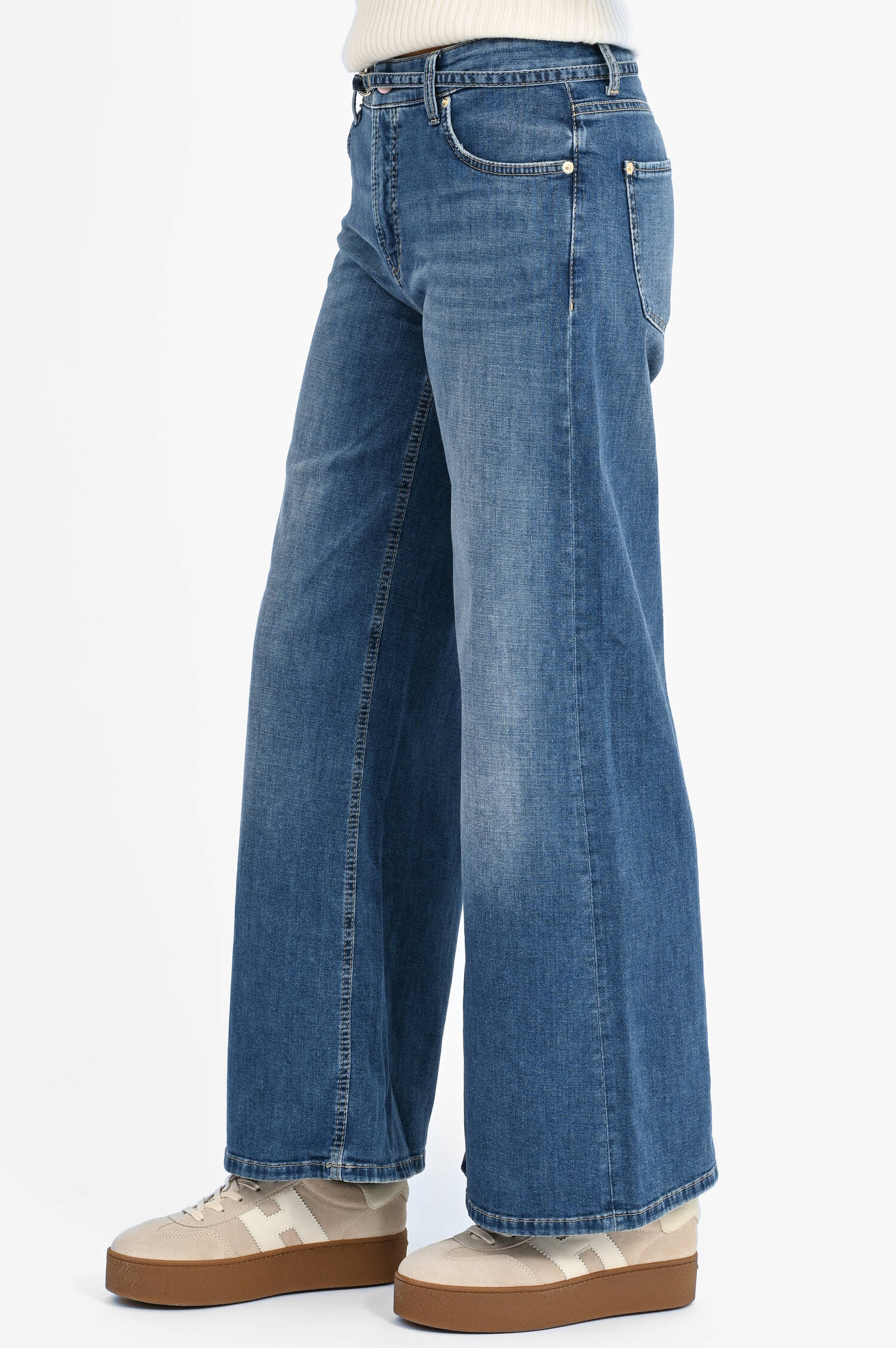 Wide-Leg-Jeans mit Gürtel in Used Blue Wide-Leg-Jeans mit Gürtel in Used Blue