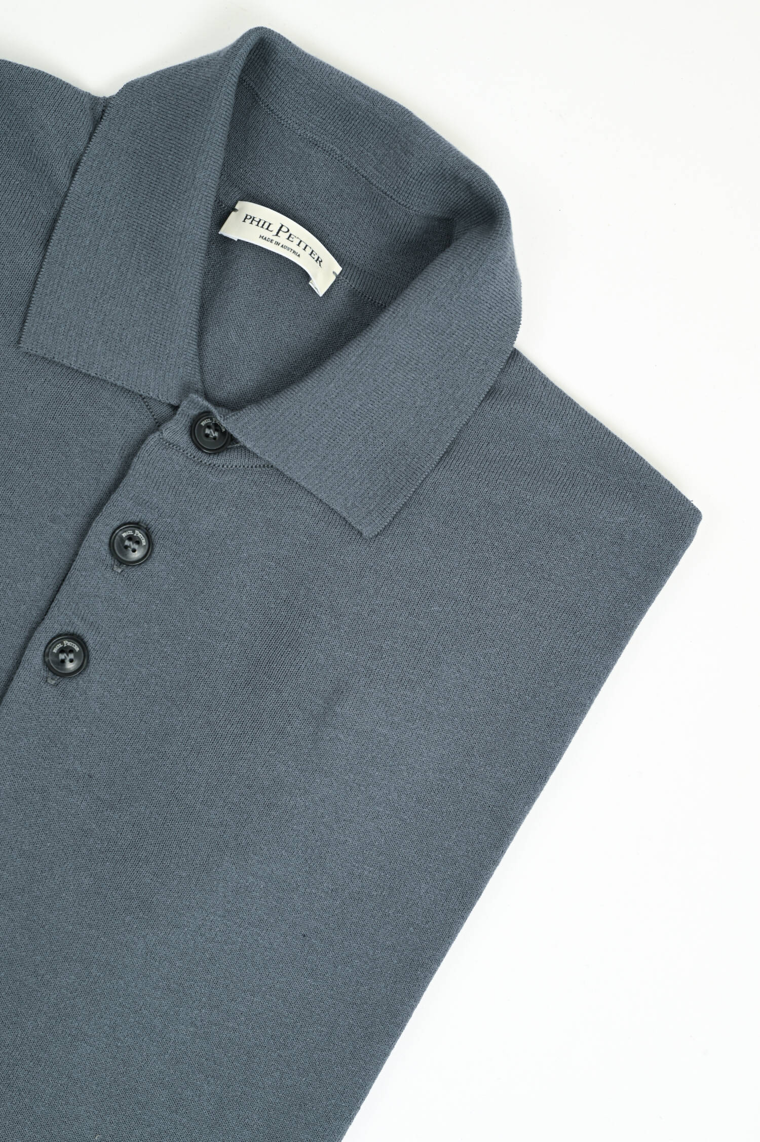 Strick-Polo aus Baumwolle in Grau