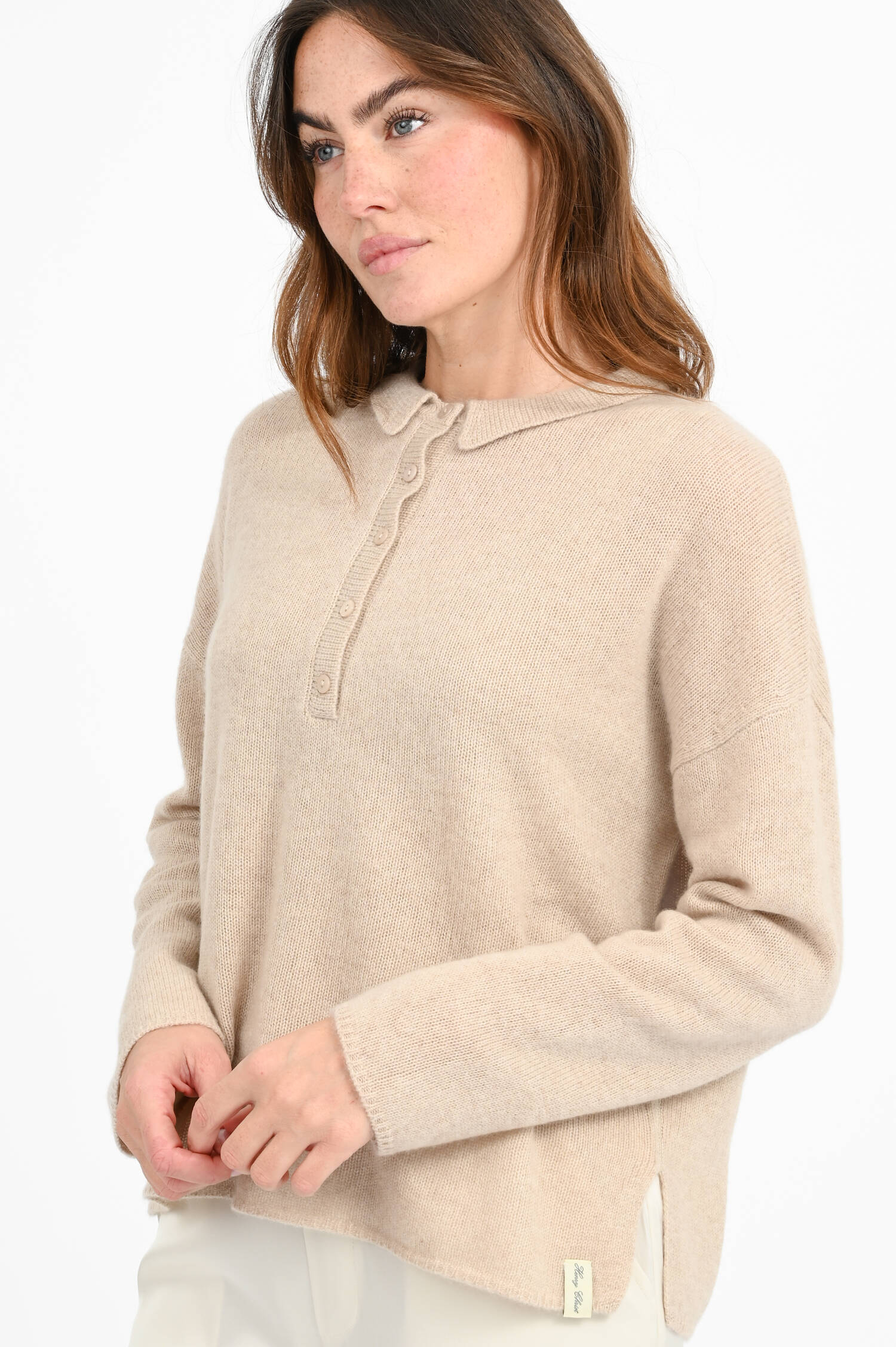 Pullover aus Cashmere-Baumwoll-Mix in Sand