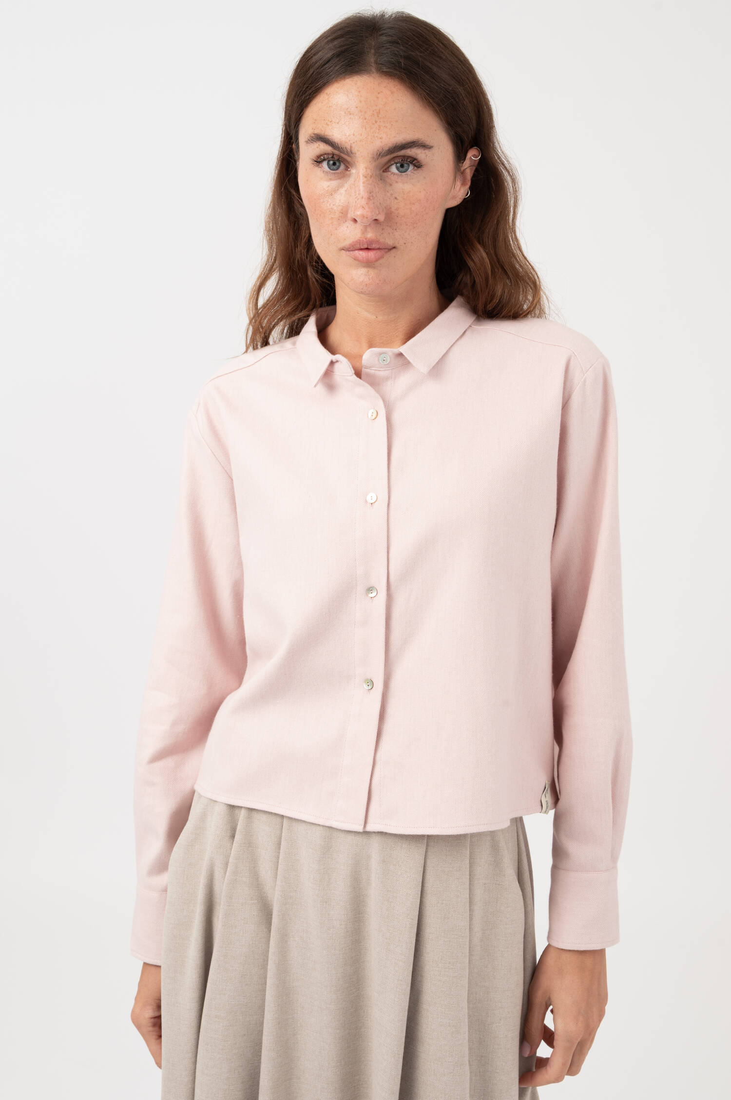 Cropped Bluse aus Baumwollflanell in Rosa Cropped Bluse aus Baumwollflanell in Rosa