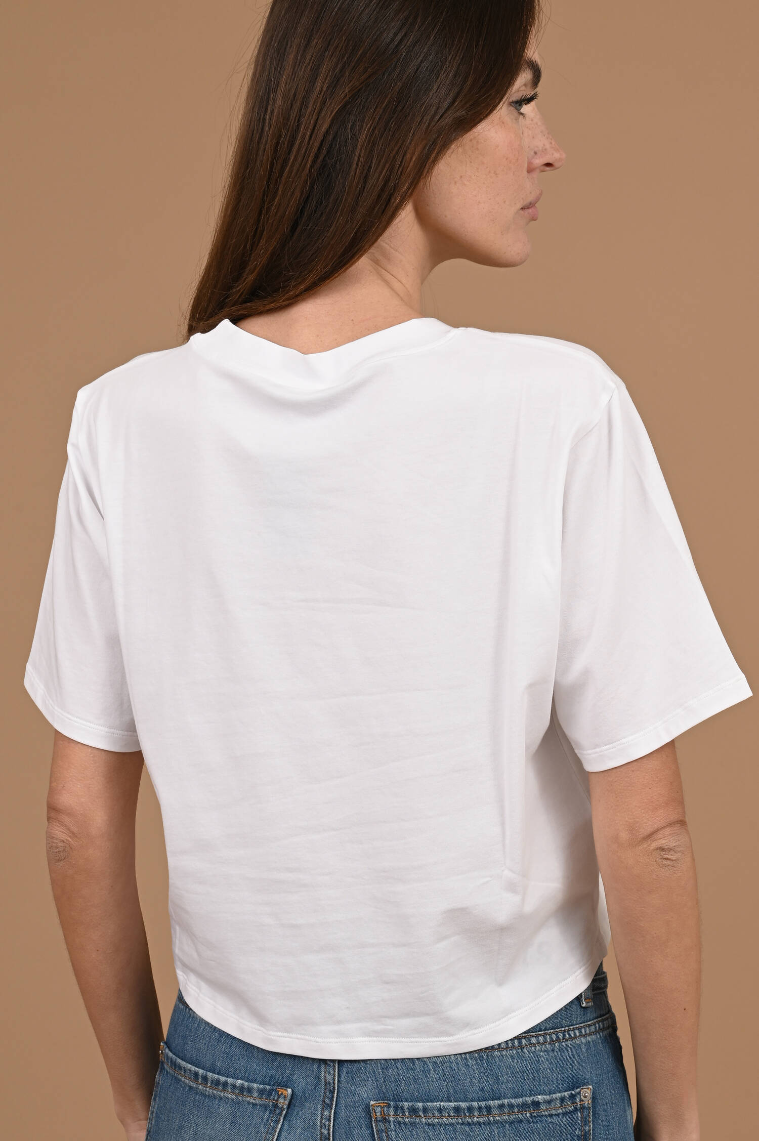 Cropped T-Shirt in Weiß