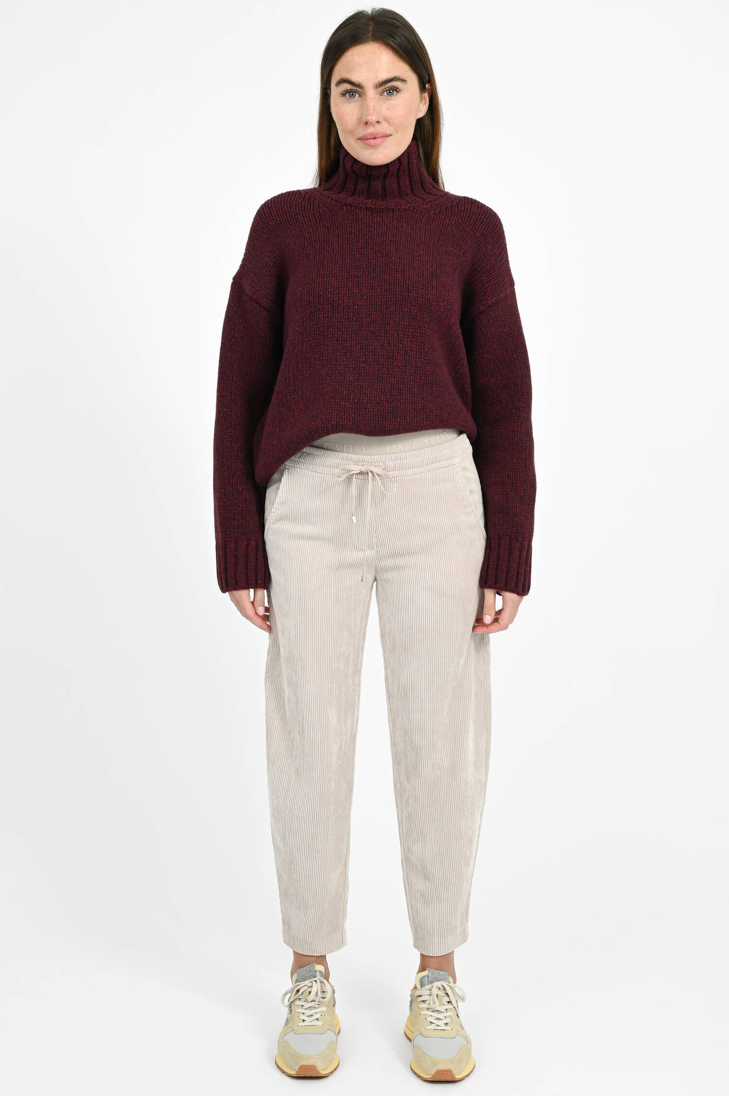 Cordhose mit doppeltem Bund in Milky Moon