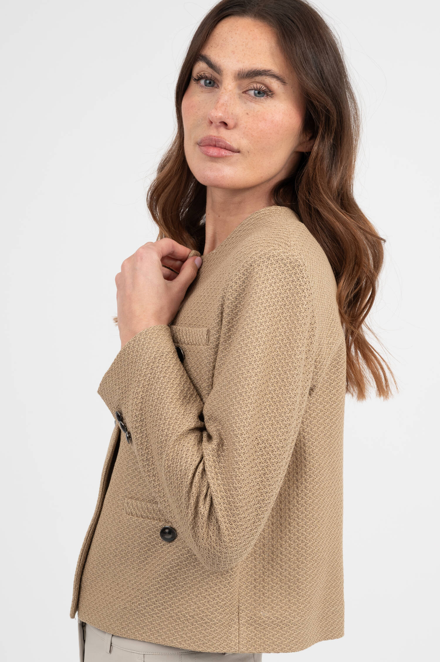 Strukturierte Blazer-Jacke in Beige