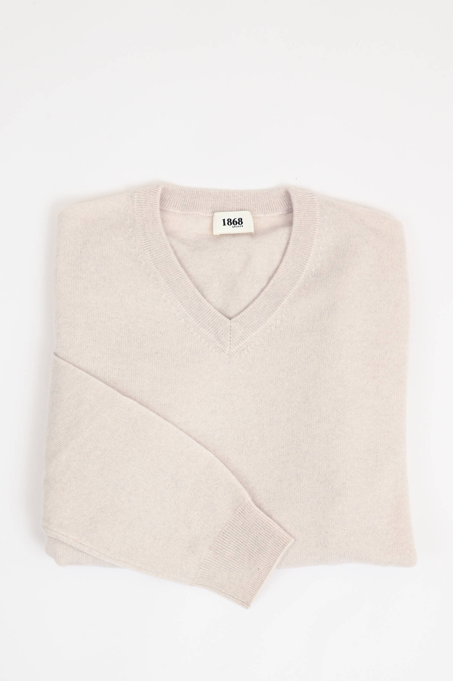 Cashmerepullover mit V-Neck in Hellbeige
