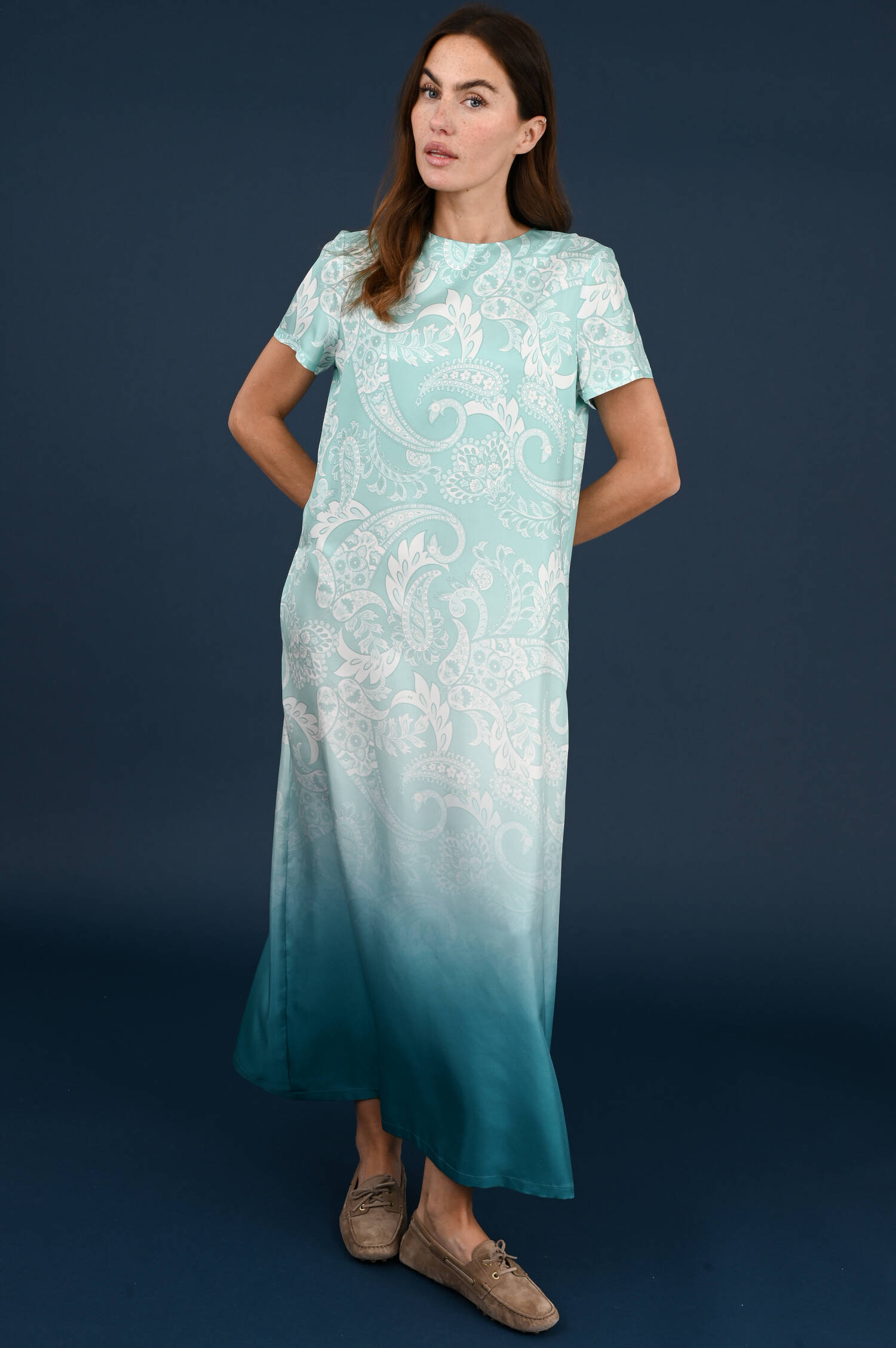 Seidenkleid in Aquamarine