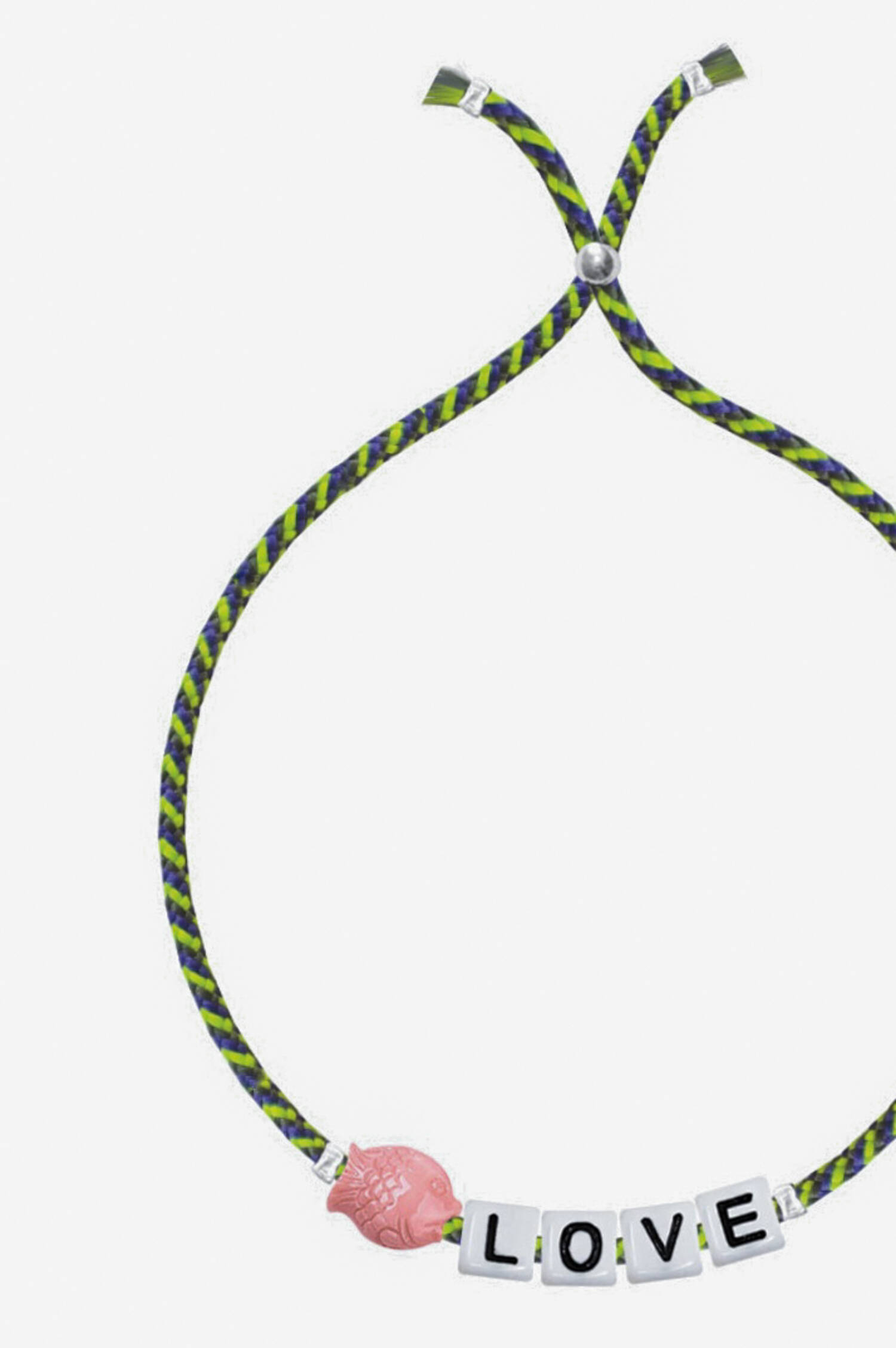 SQUARE LETTER & CHARM Armband LOVE in Grün/Violett