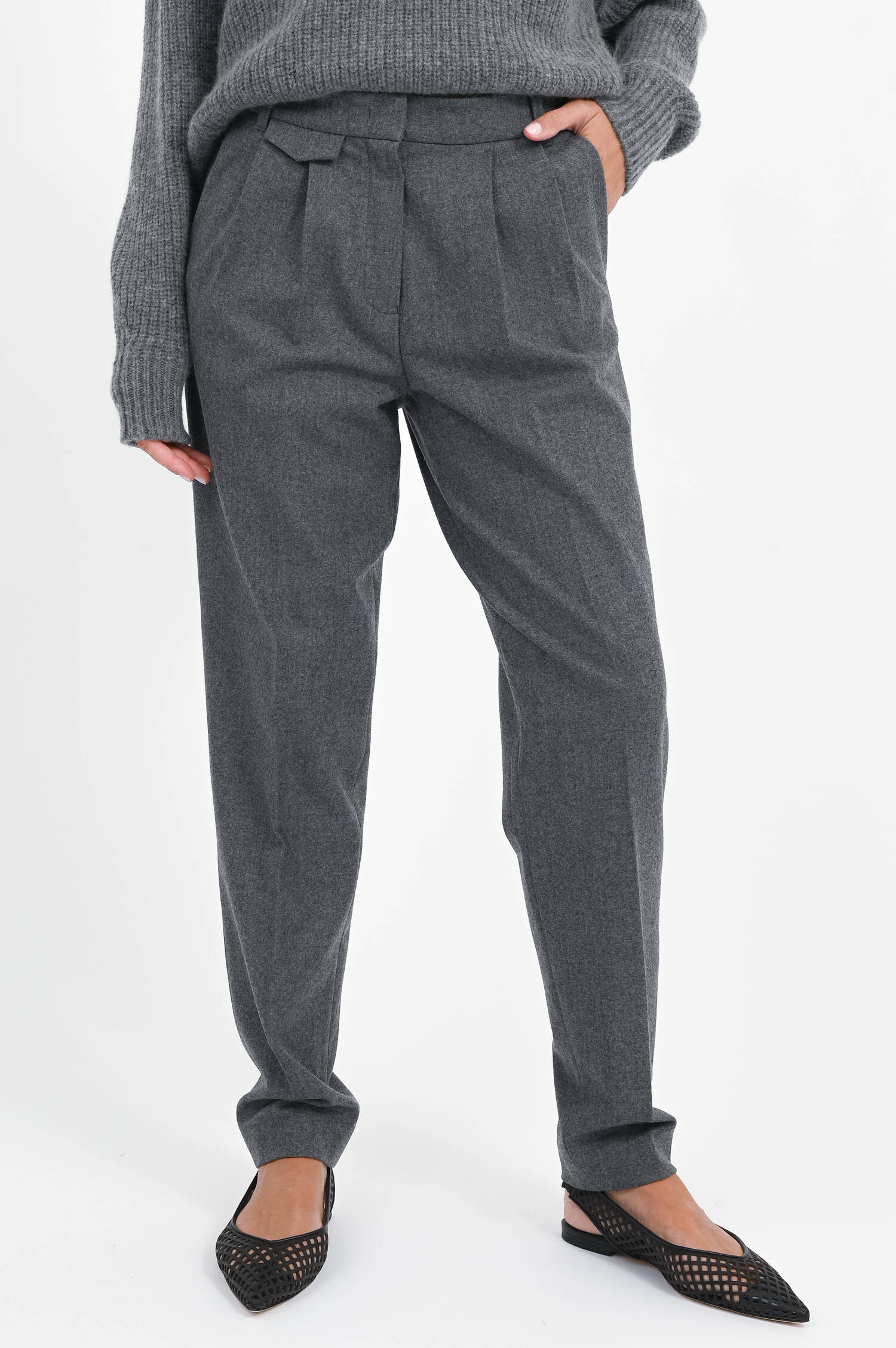 Wollhose FABIOLA in Dunkelgrau meliert
