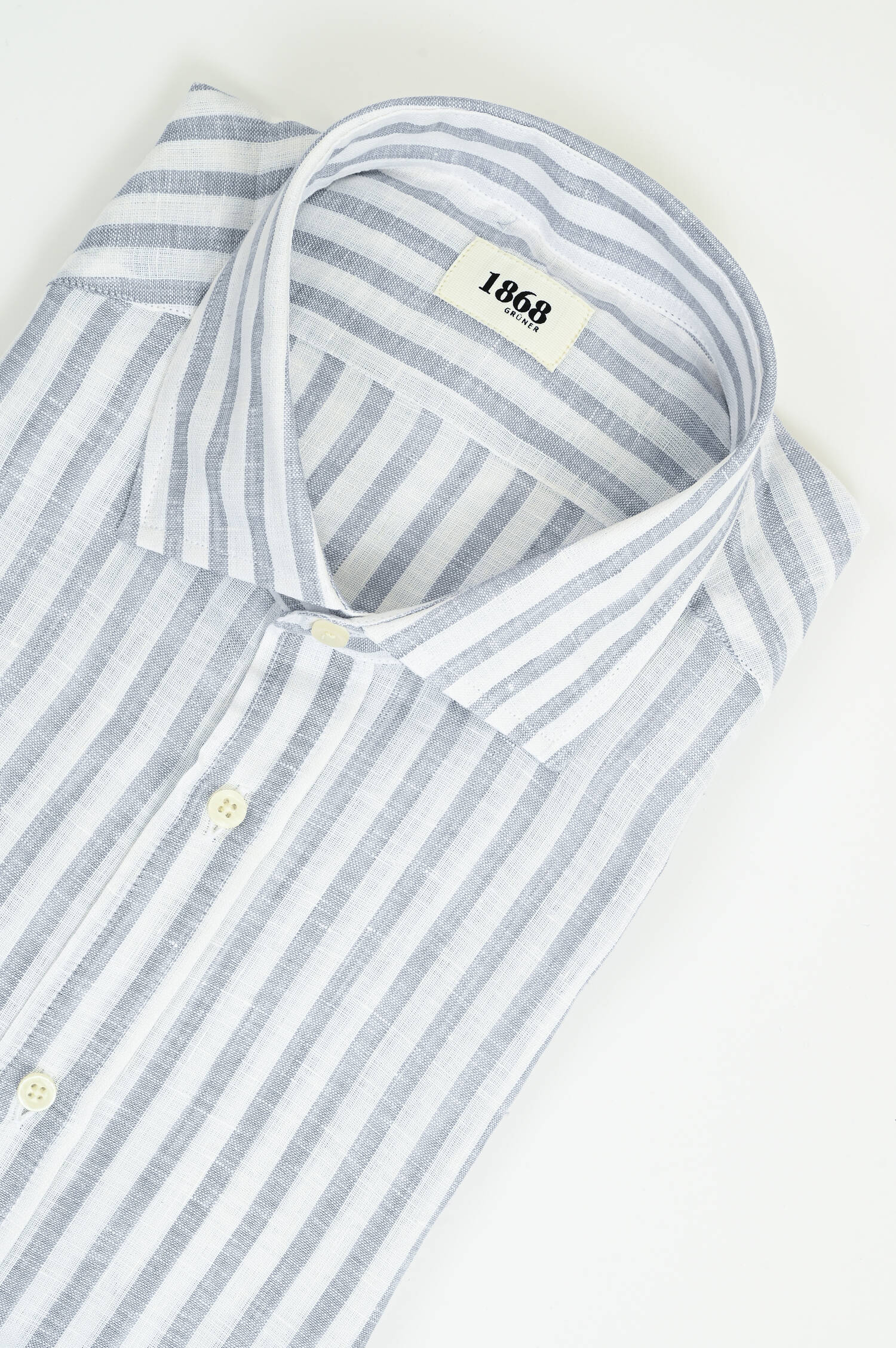 Leinenhemd mit breiten Streifen in Grau/Weiß Leinenhemd mit breiten Streifen in Grau/Weiß