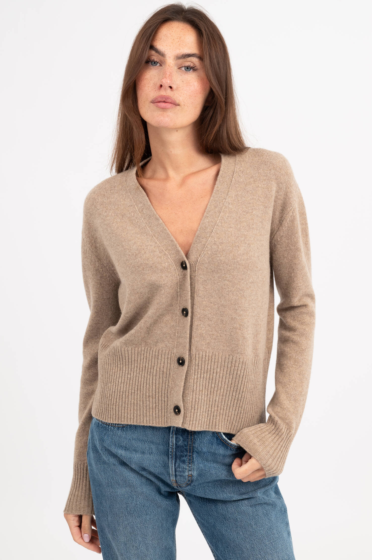 Cardigan aus Wolle in Beige