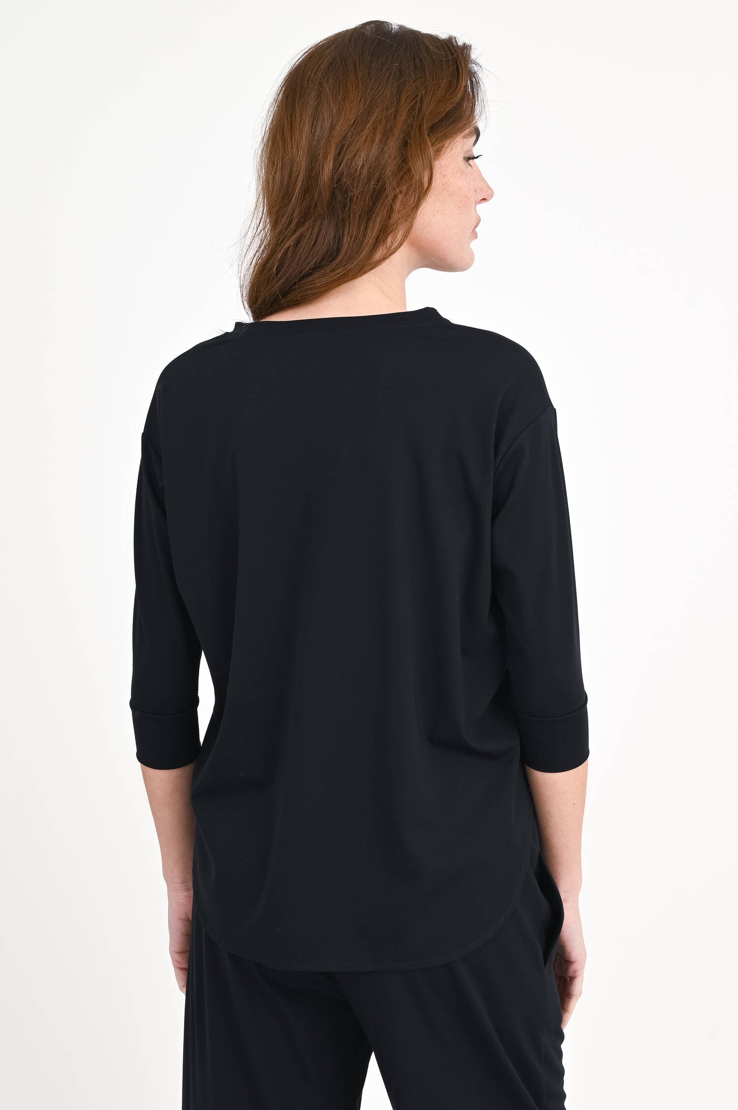 T-Shirt aus Viskose-Mix in Schwarz