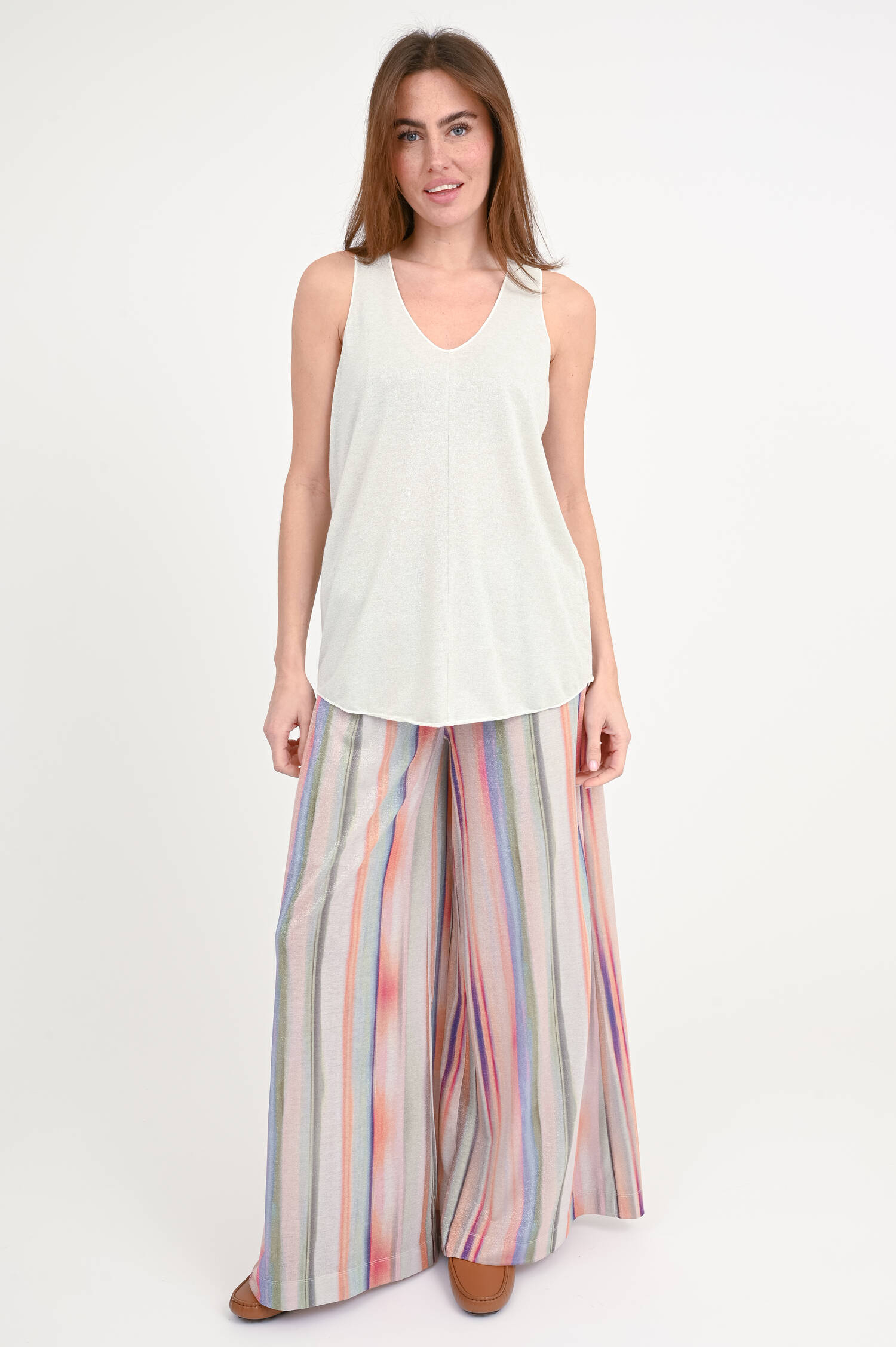 Glitzer-Top LUA mit V-Neck in Silber