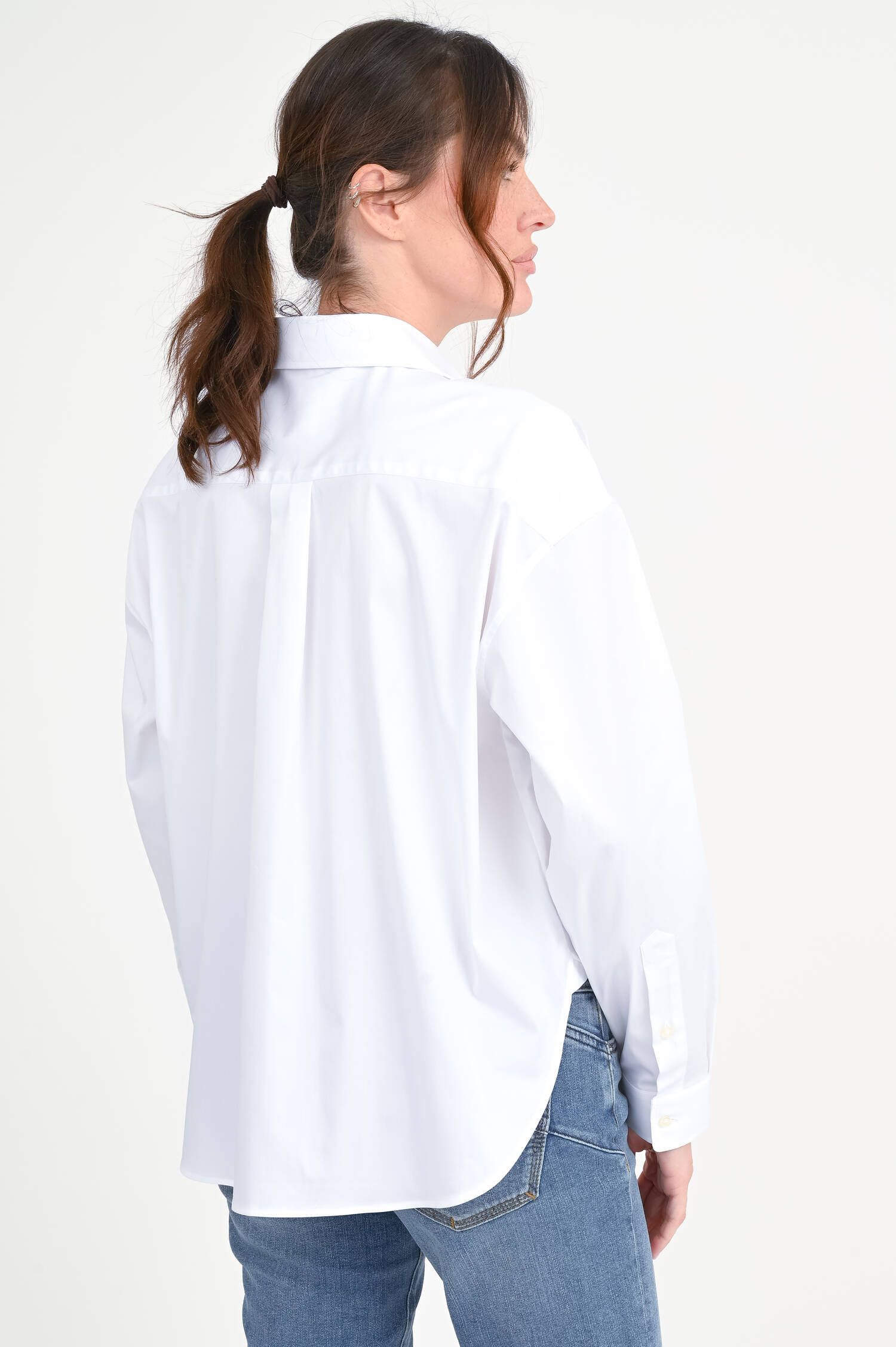 Bluse Vokuhila in Weiß