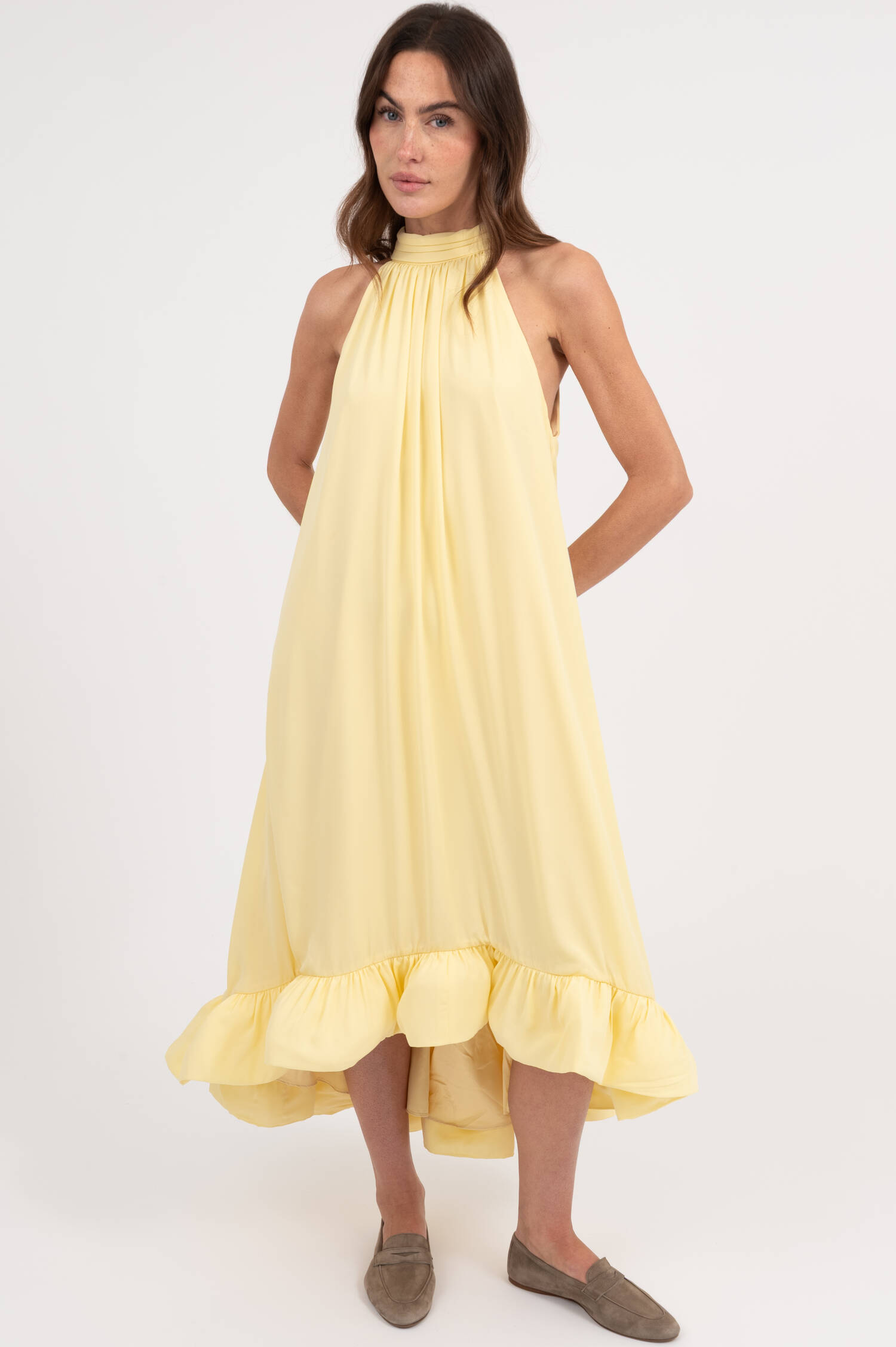 Volant Vokuhila Kleid SABRINA in Light Lemongelb