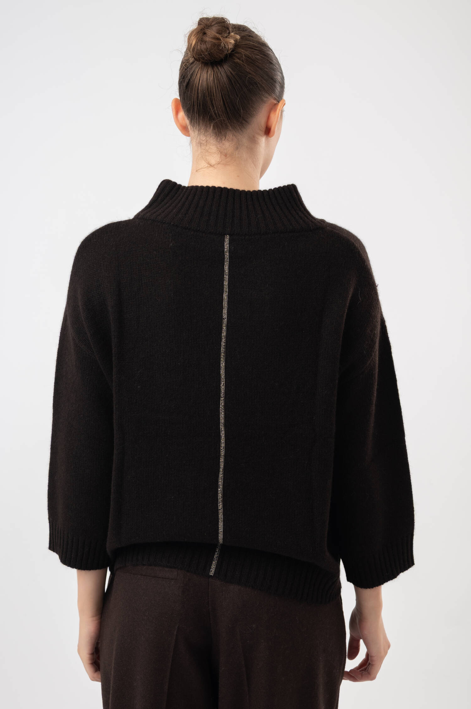 Cashmere-Pullover in Dunkelbraun