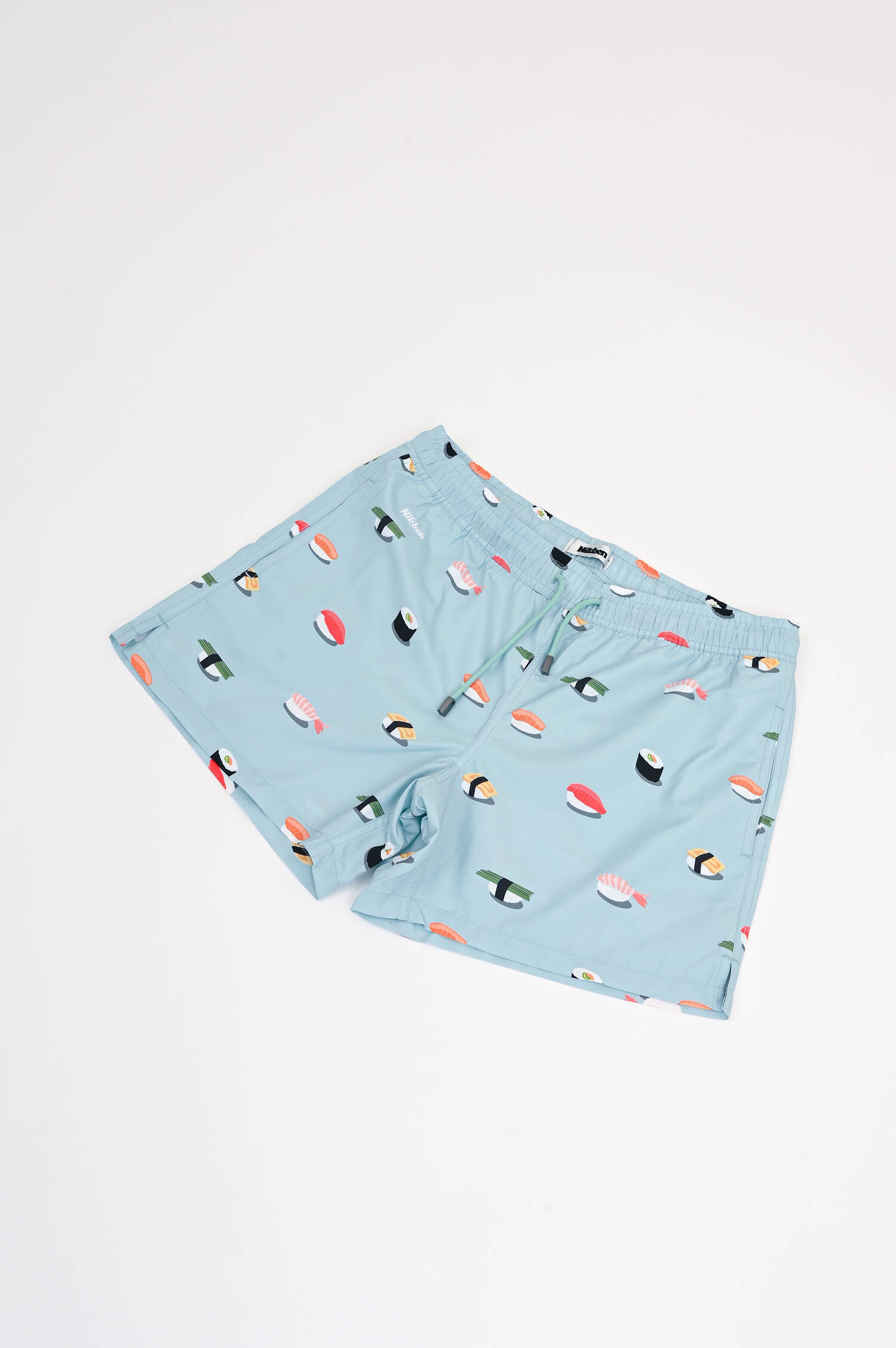 Badehose mit Sushi-Print in Hellblau Badehose mit Sushi-Print in Hellblau