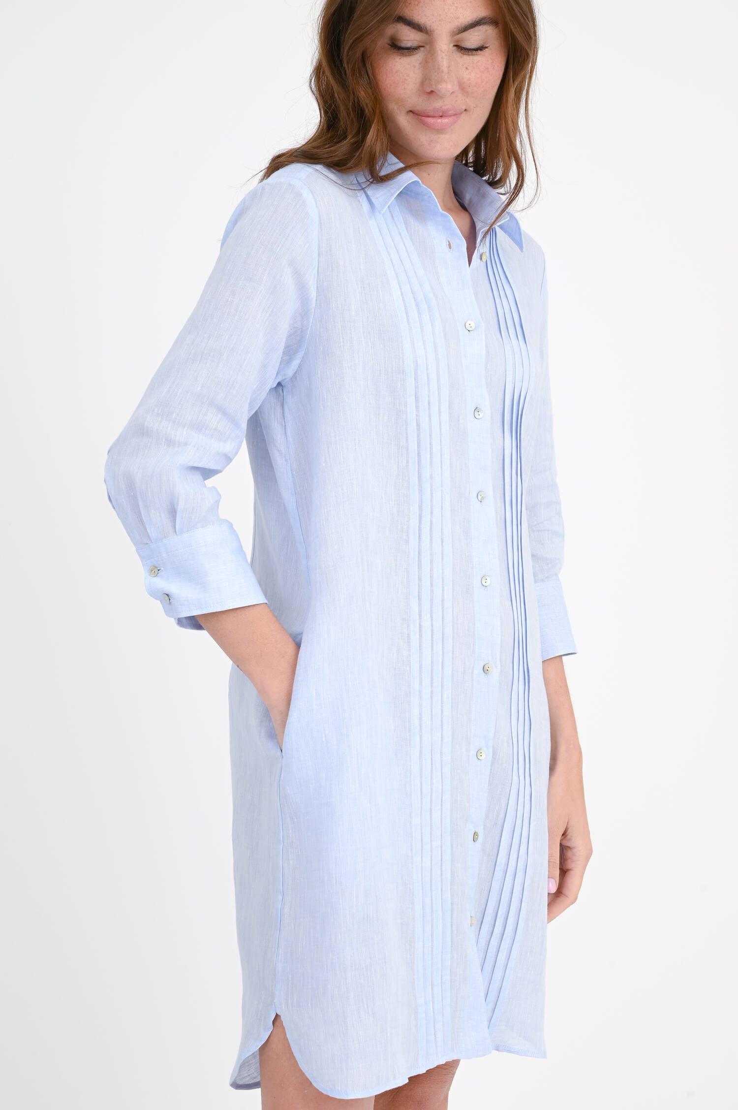 Kleid MALNINA mit Biesen in Hellblau