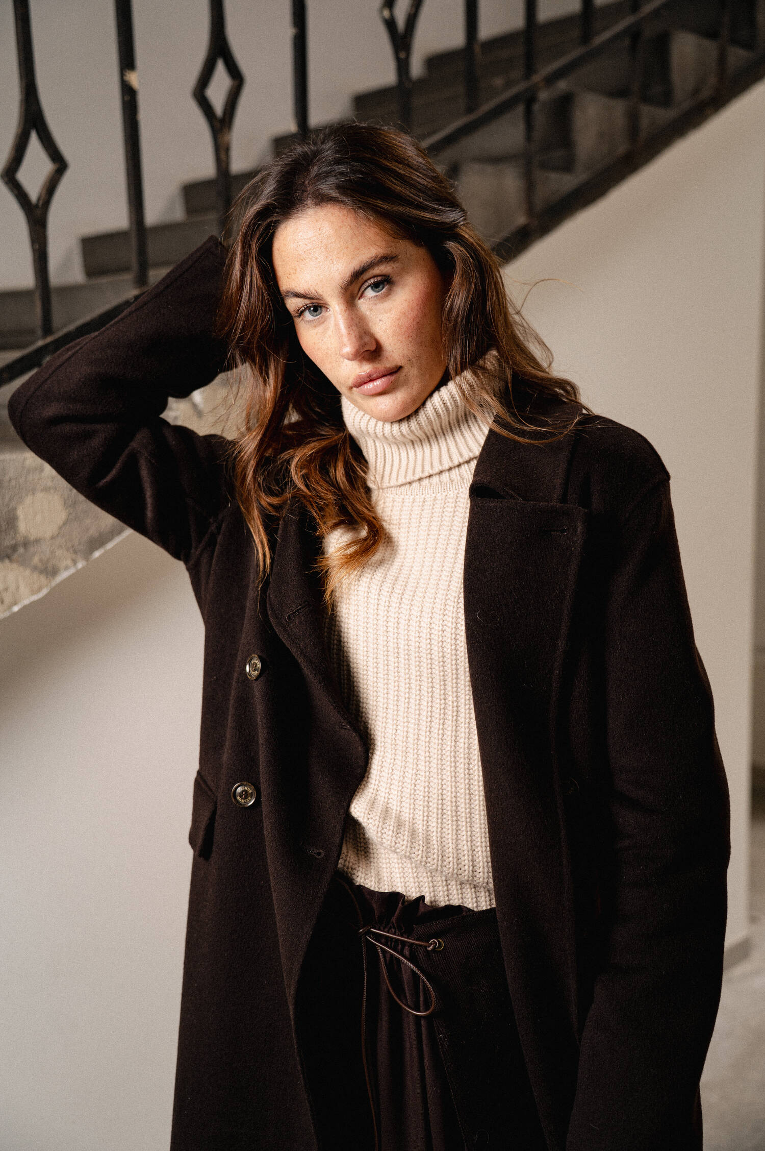 Cashmere-Rollkragen-Pullover in Beige