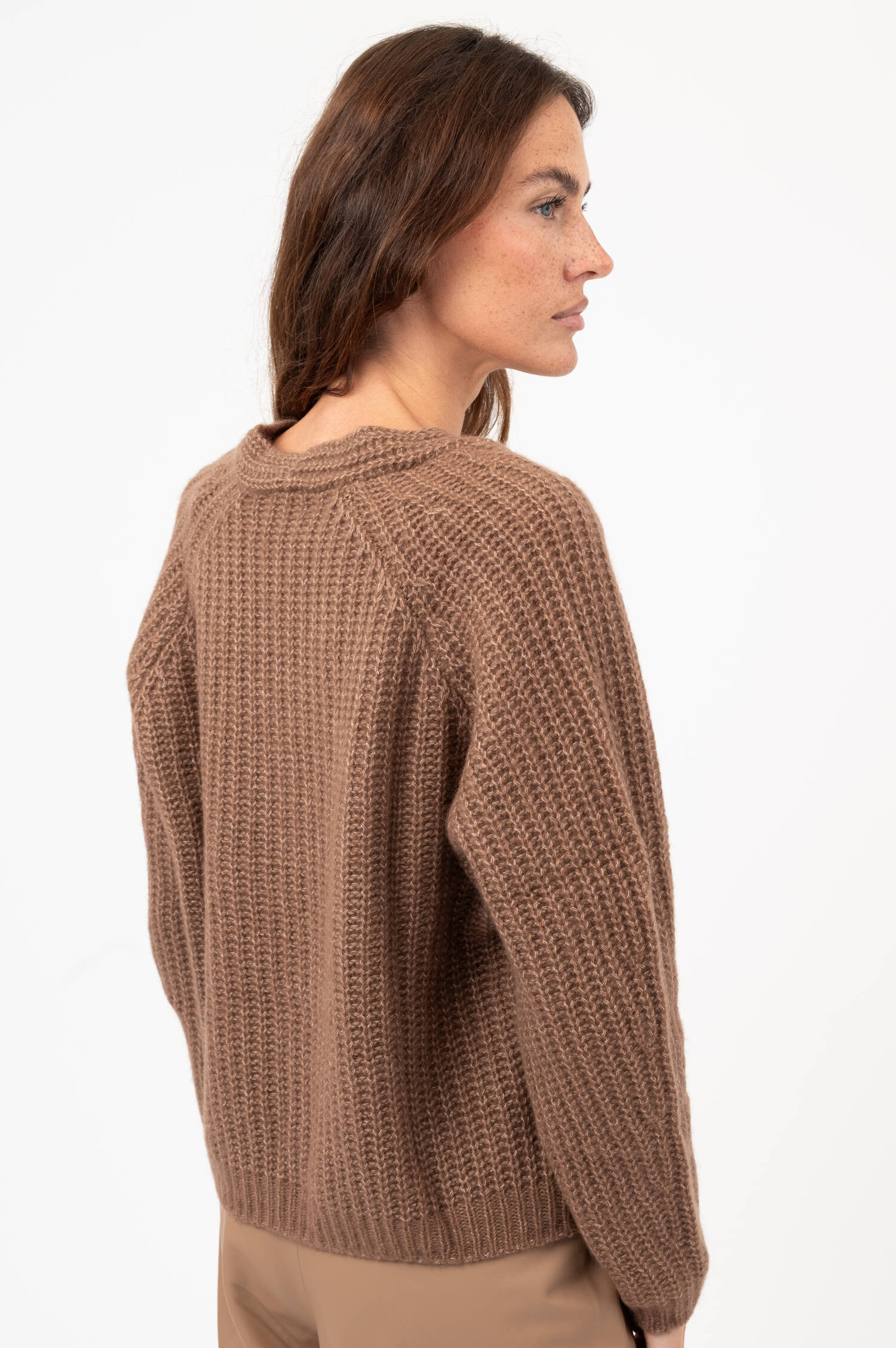 Cashmere-Baumwoll-Pullover in Braun meliert Cashmere-Baumwoll-Pullover in Braun meliert