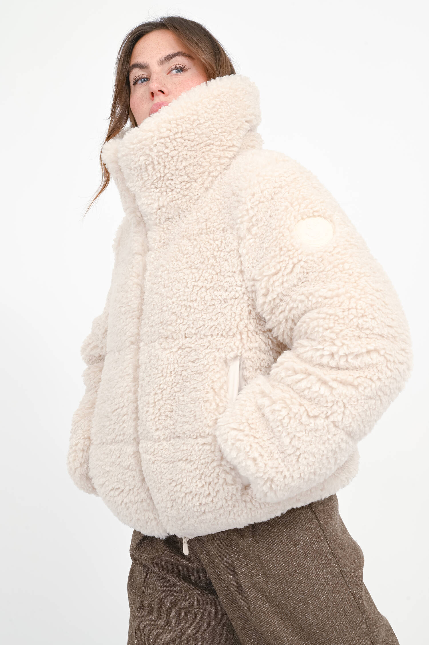 Teddy-Jacke KENNIE mit Stehkragen in Beige