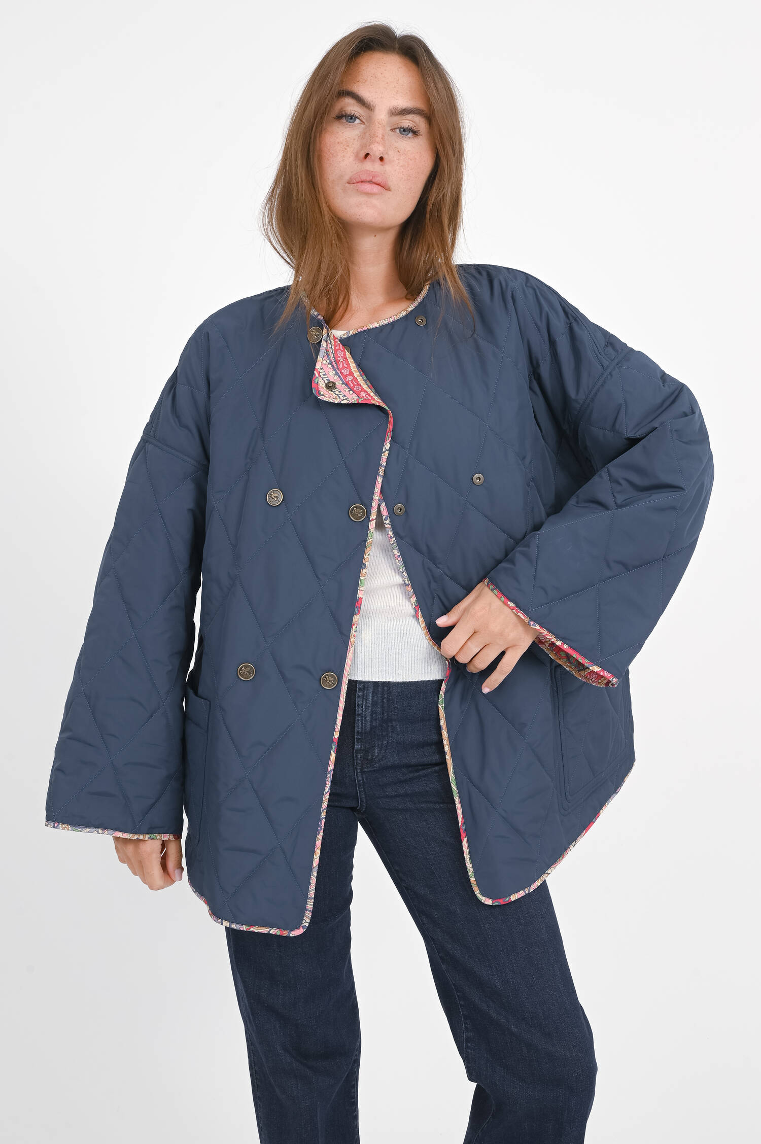Wende-Steppjacke in Multicolor/Blau