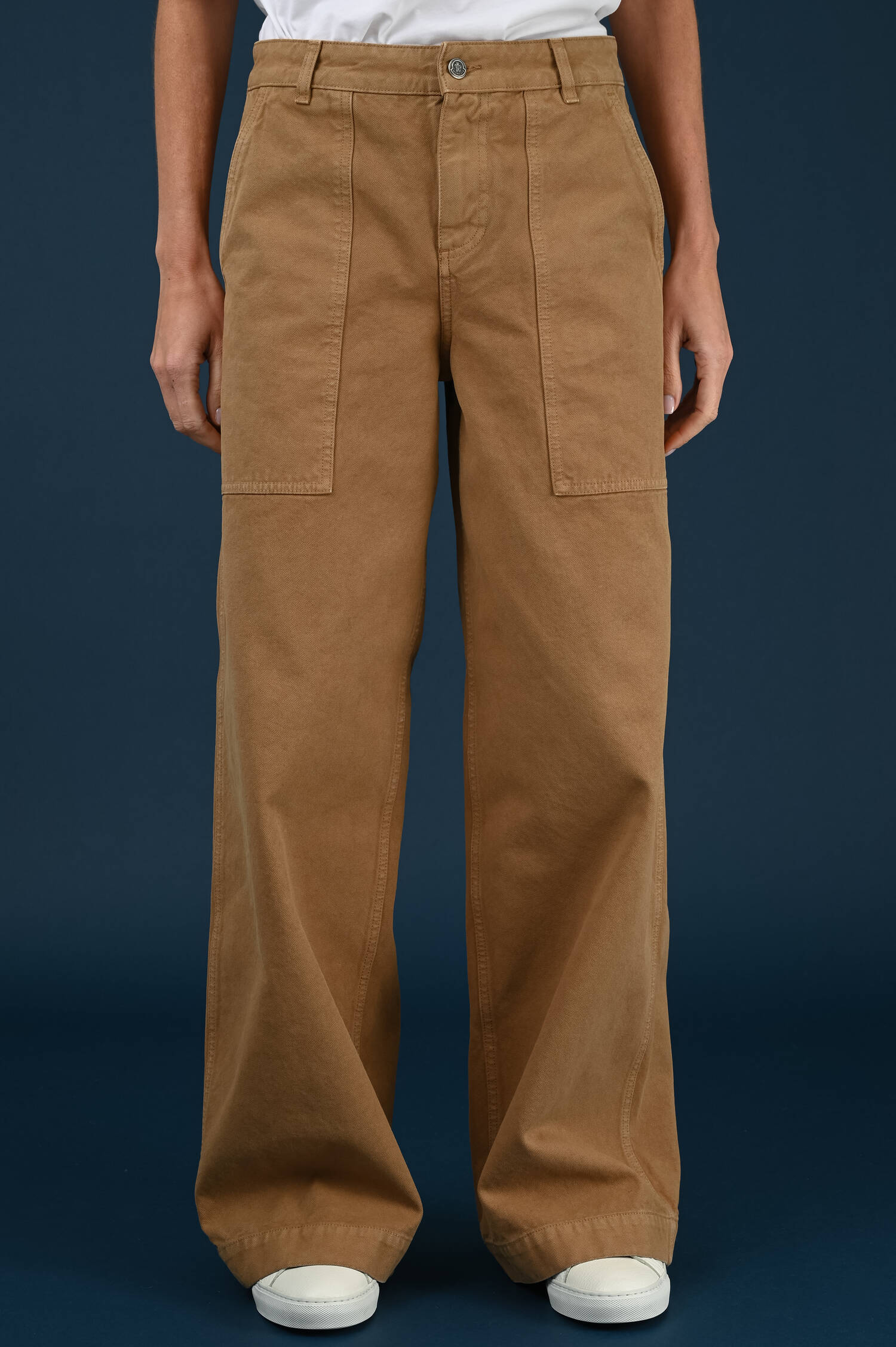 Wide-Leg Canvashose in Braun