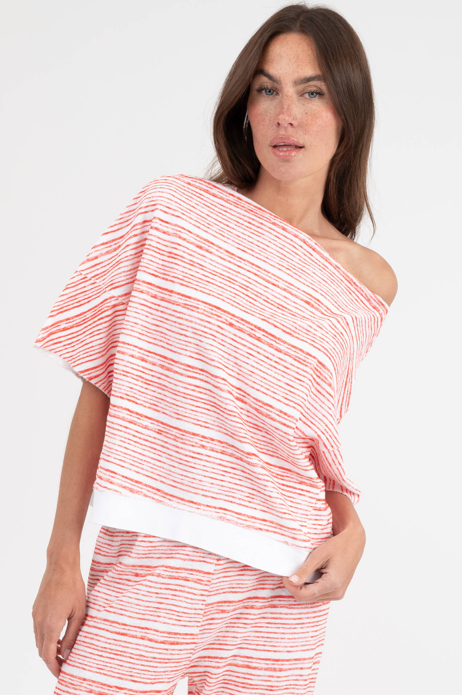 Frottee Shirt TARTU in Rot/Weiß gestreift