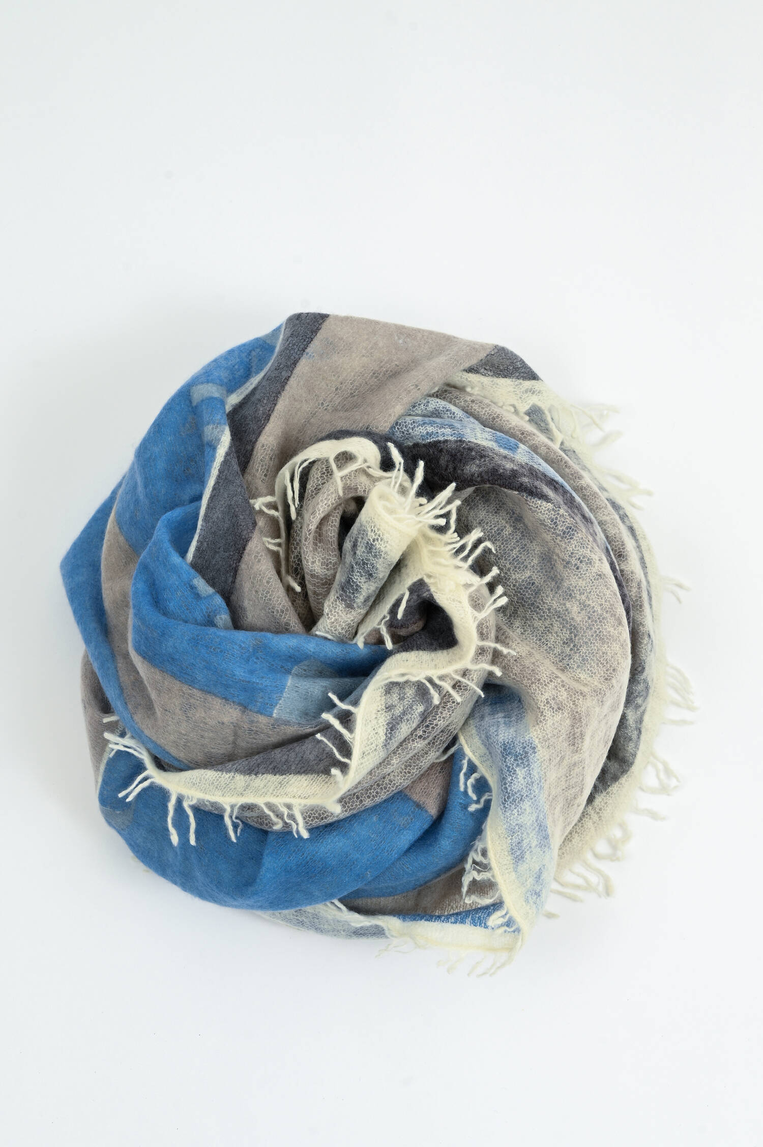 Cashmere Tuch in Pacific/Taupe/Grau gemustert