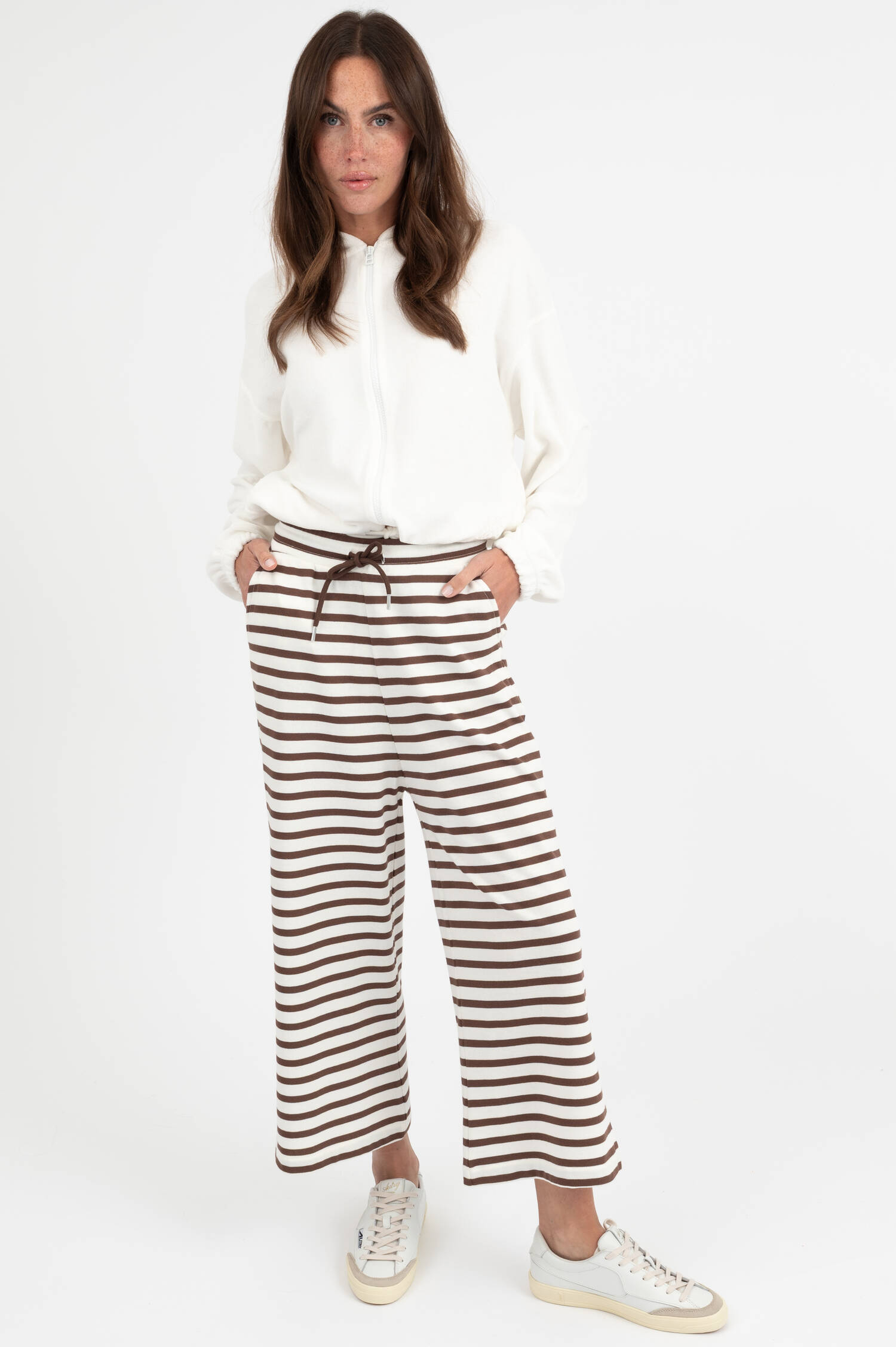 Culotte Hose in Ecru/Braun gestreifft Culotte Hose in Ecru/Braun gestreifft